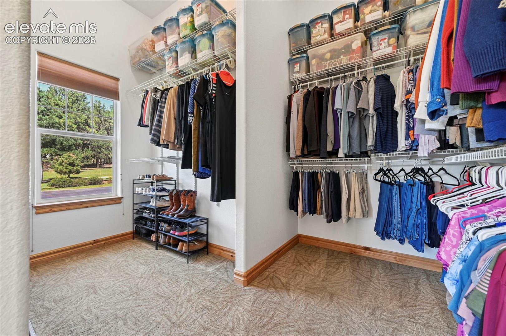 spacious walk in closet
