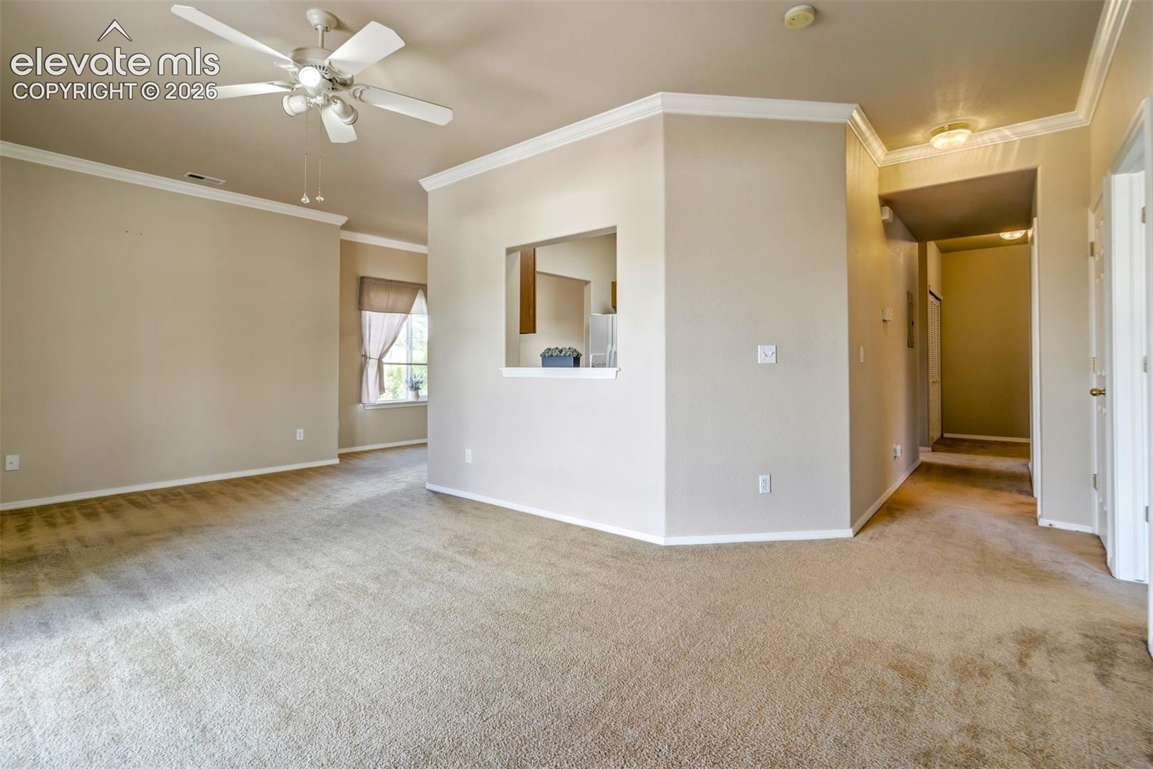 View from the corner of the living room. 