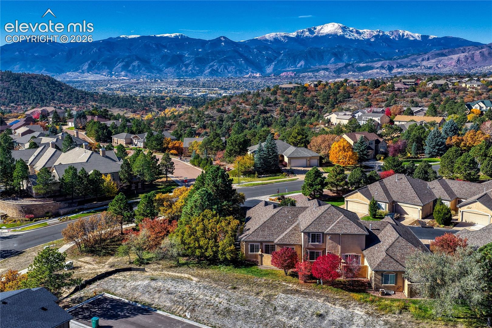 Stunning panoramic Pikes Peak and the Front Range mountain views visible from the neighborhood
