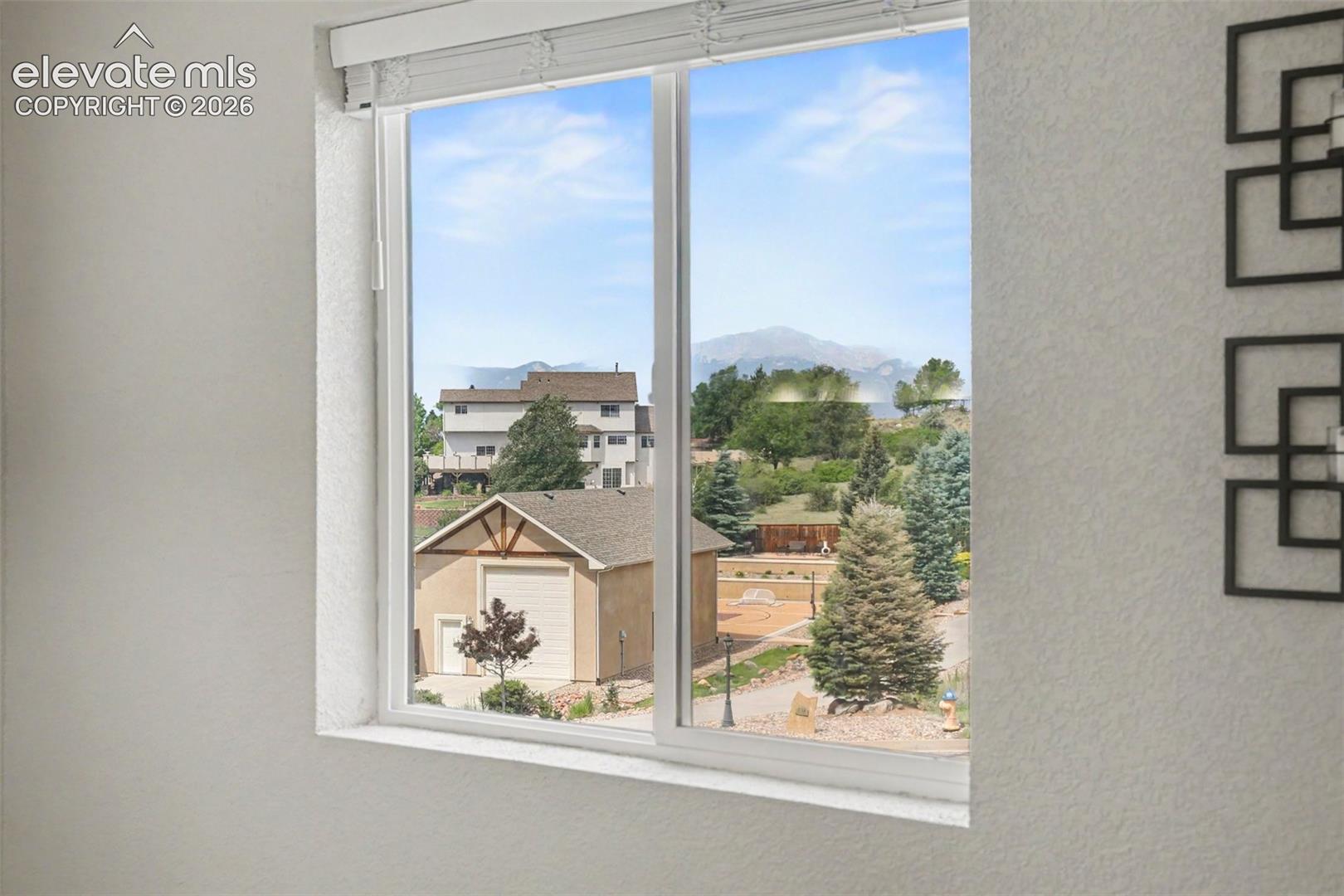 View of Pikes Peak from entry window