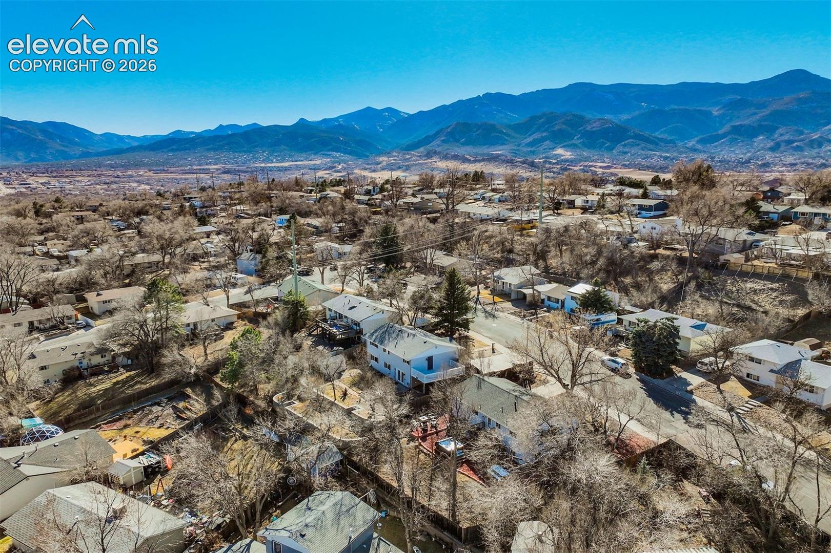 Residential neighborhood with a mountainous backdrop