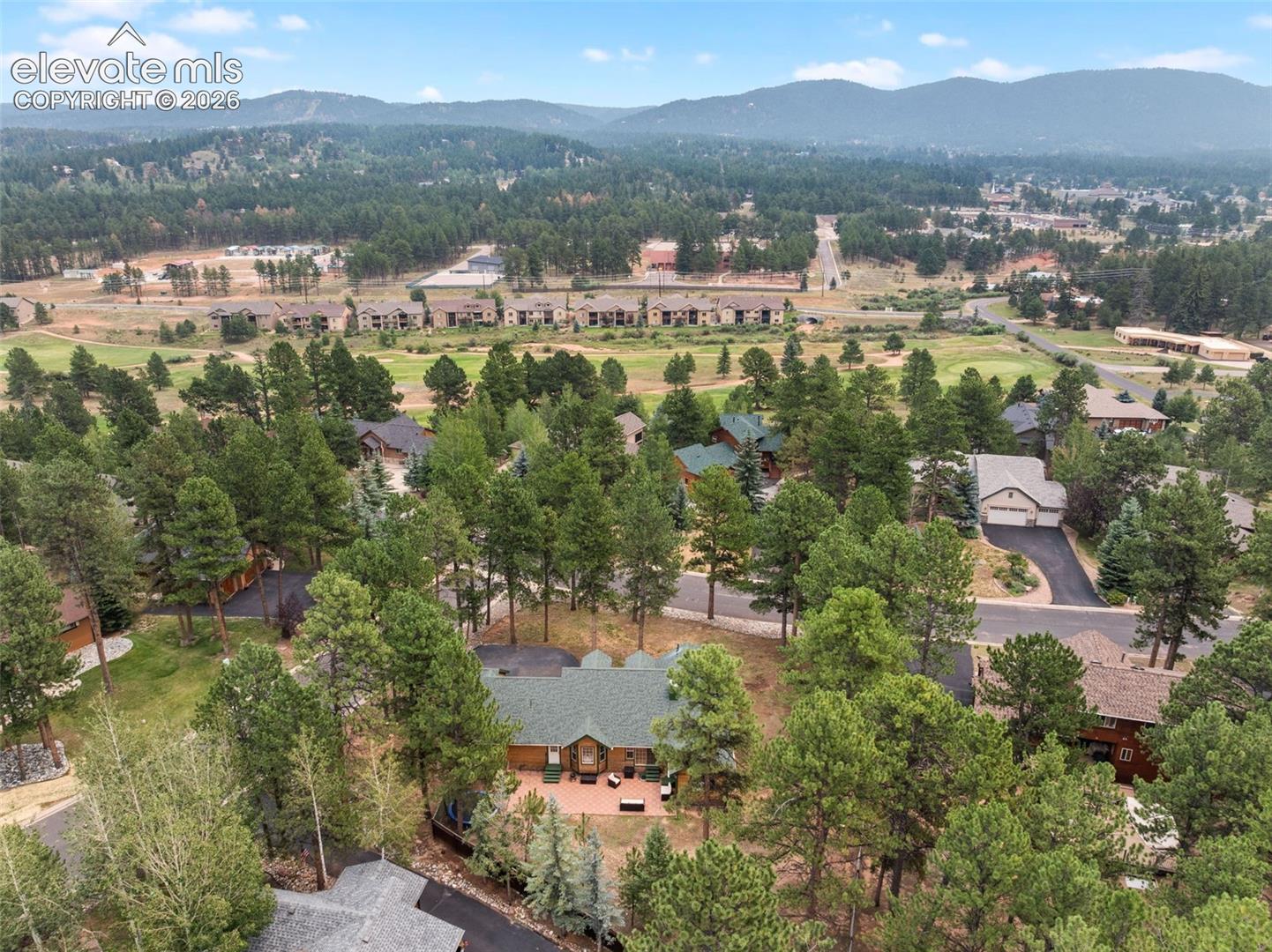 View of Woodland Park, Rampart Range and the golf course