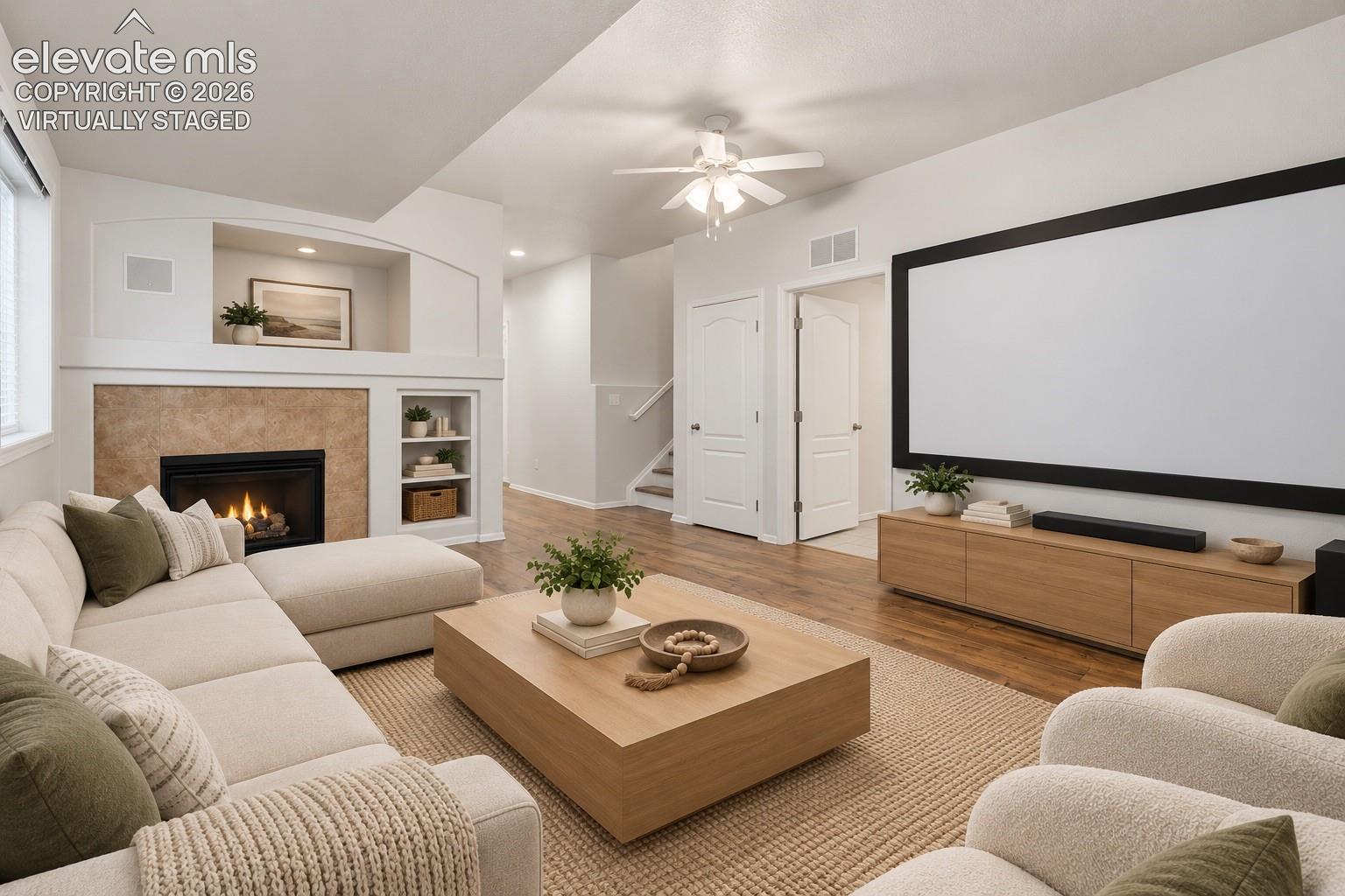 Gas Fireplace and Home Theater Equipment included! Virtually Staged