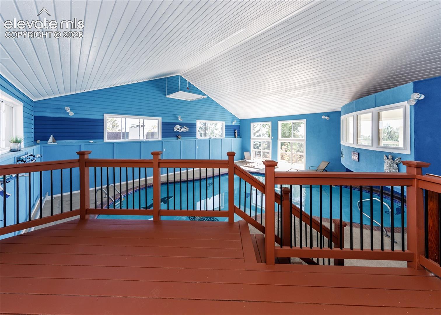 Indoor deck to the pool area