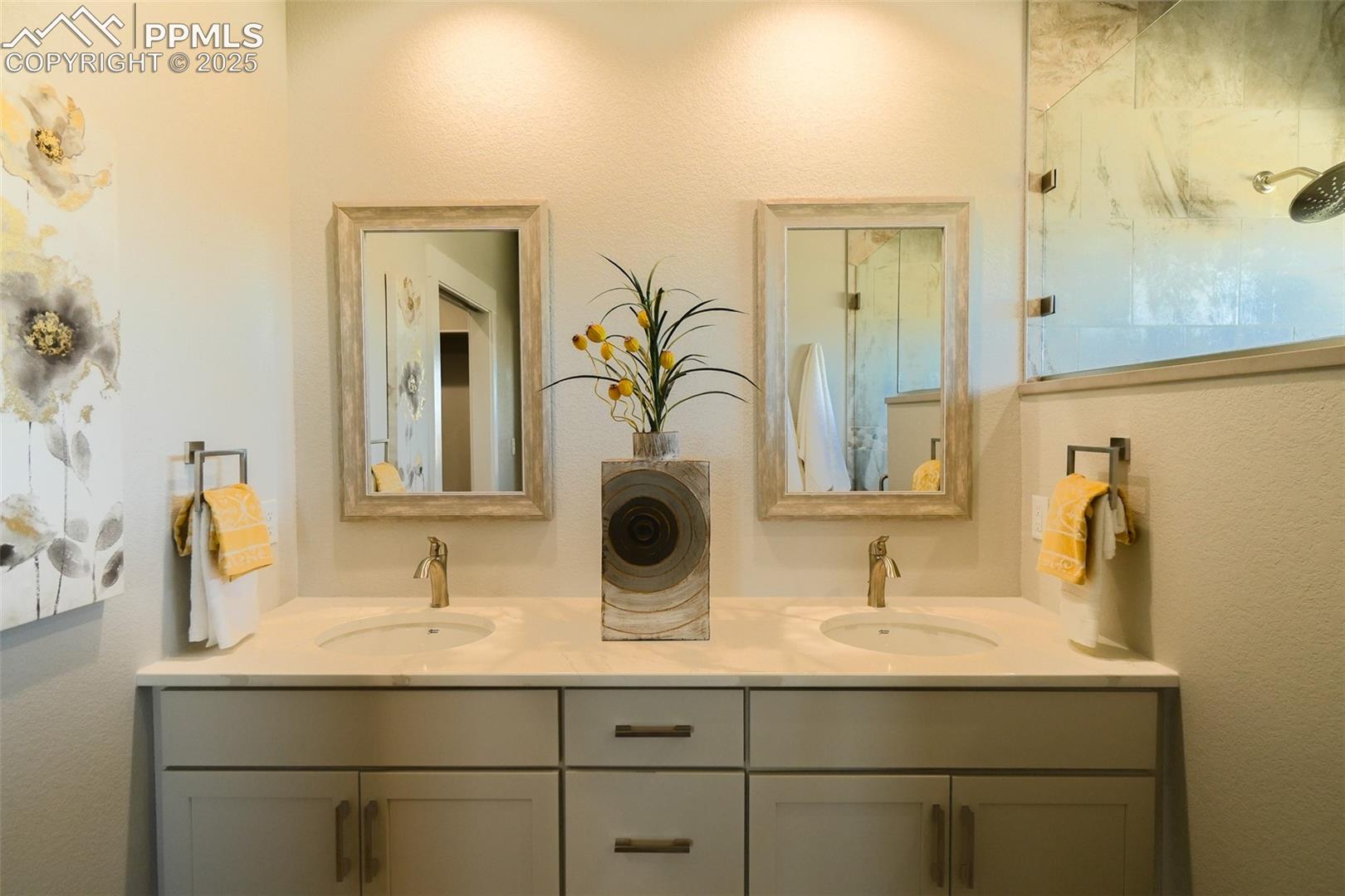 Bathroom with dual vanity