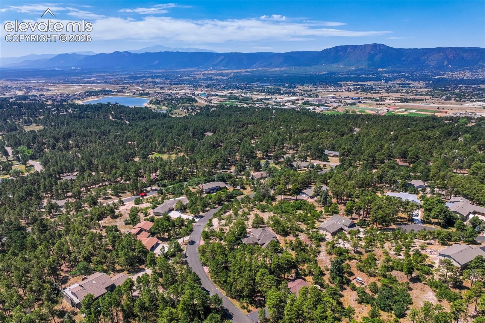 Views towards mountain range and Pikes Peak