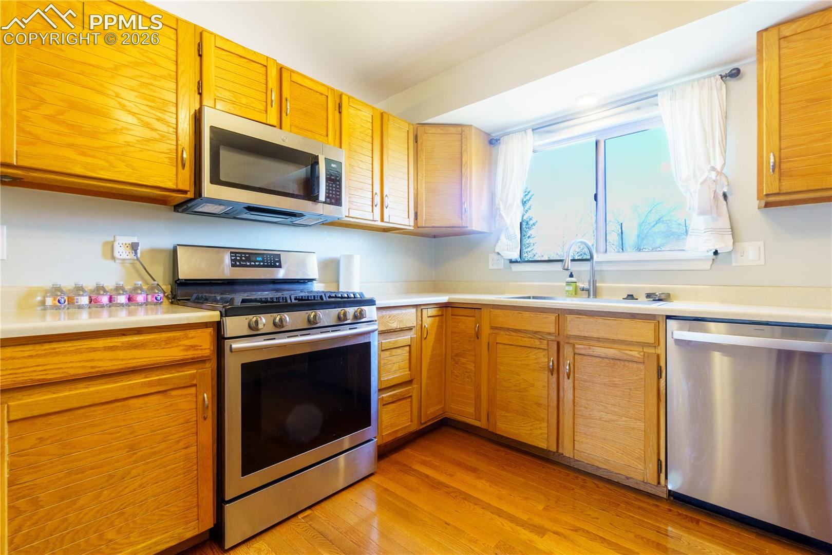 Kitchen with stainless steel appliances