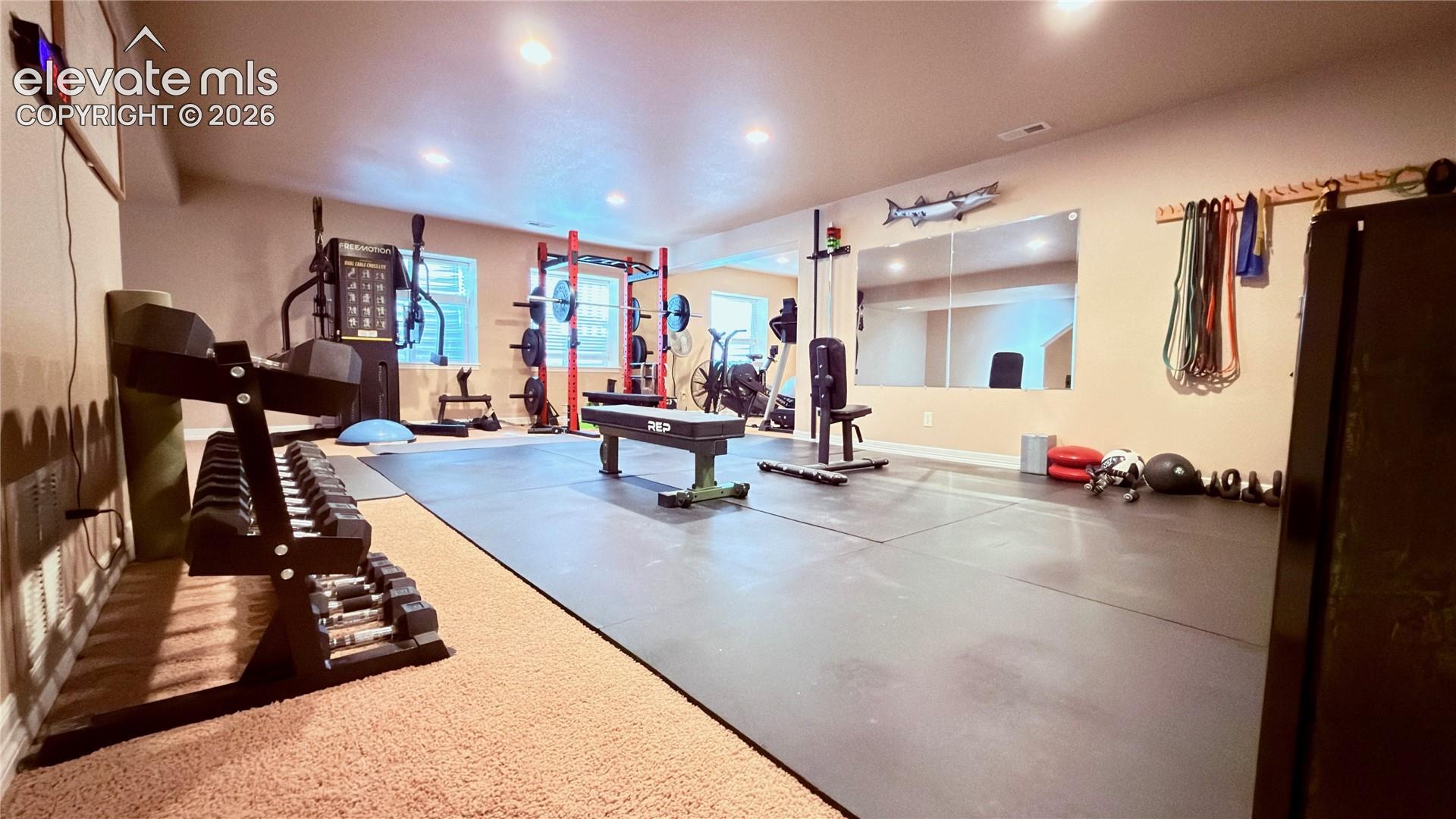 basement area used as gym
