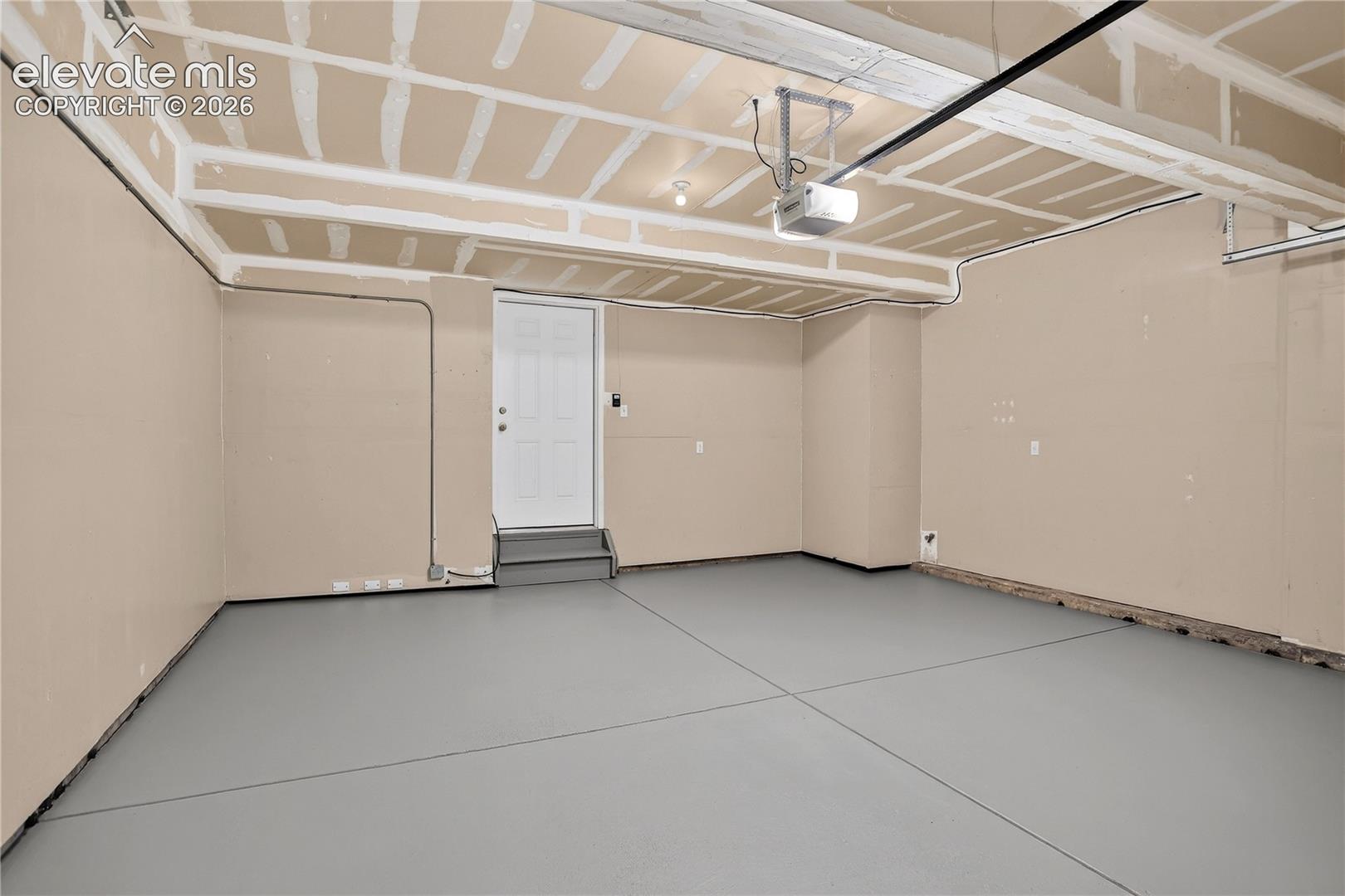 Two car garage with fresh epoxy coating. 