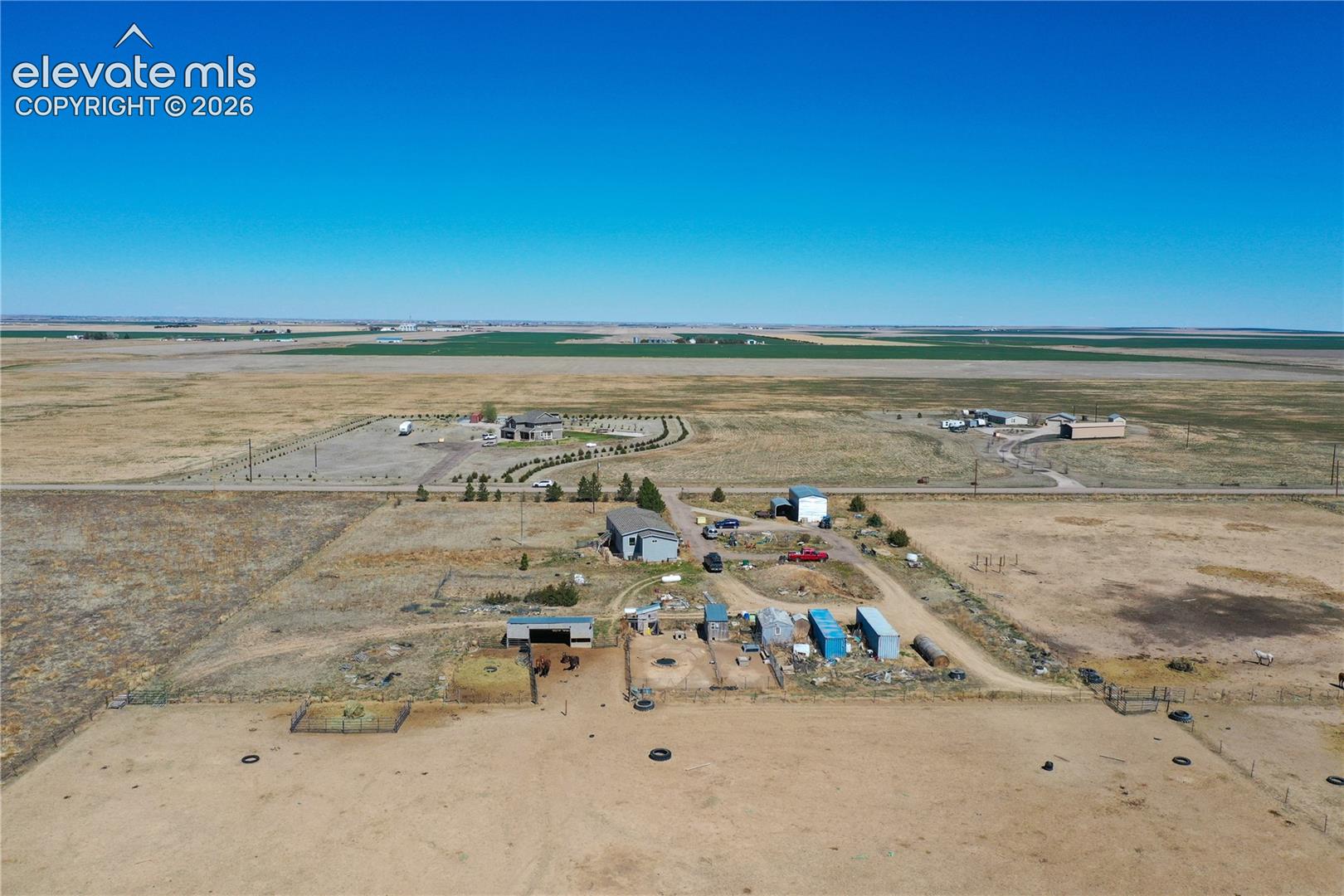 Aerial view of sparsely populated area