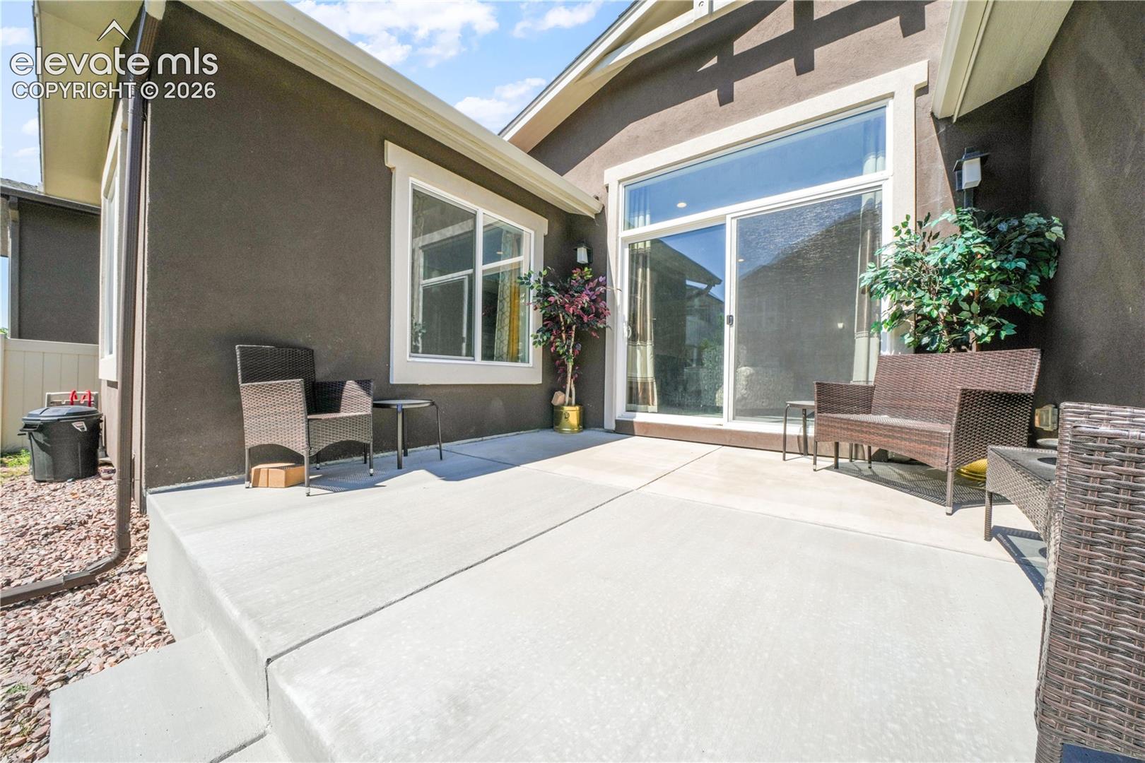 Large patio with walk out access from living room