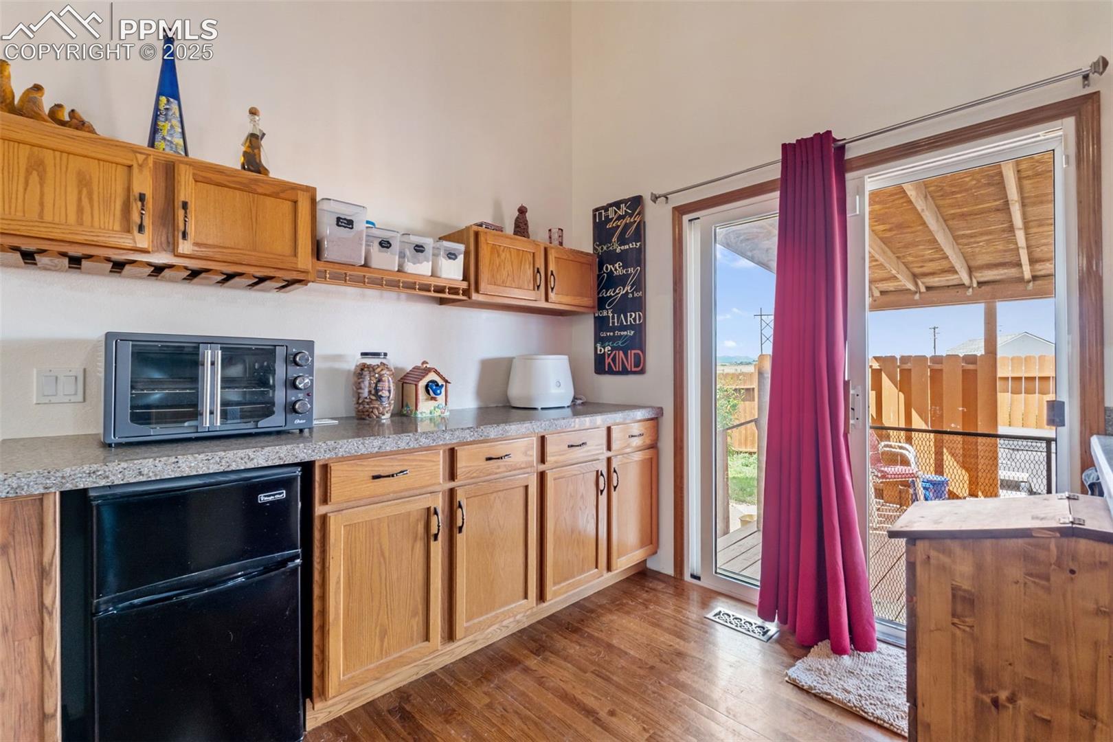 Walkout from kitchen to deck for indoor-outdoor living