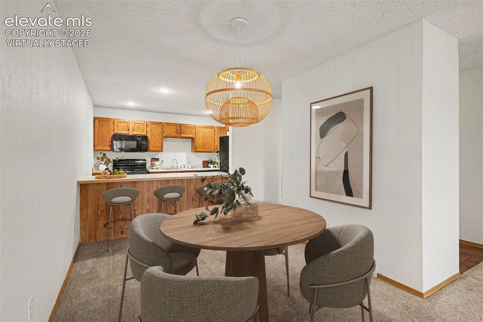 Virtually staged dining area