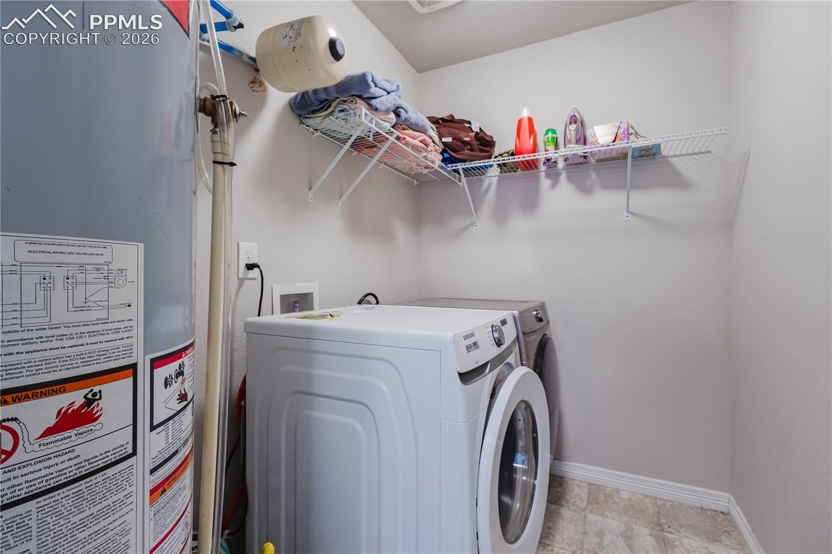 upstairs laundry room on the same level as bedrooms
