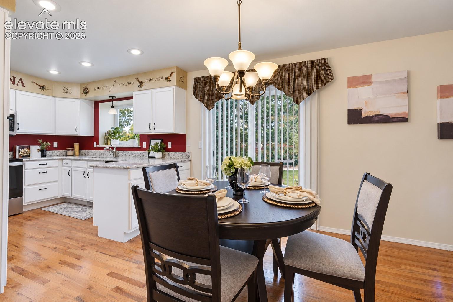 The Dining Area flows into the Kitchen making it easy for food service and clean up.
