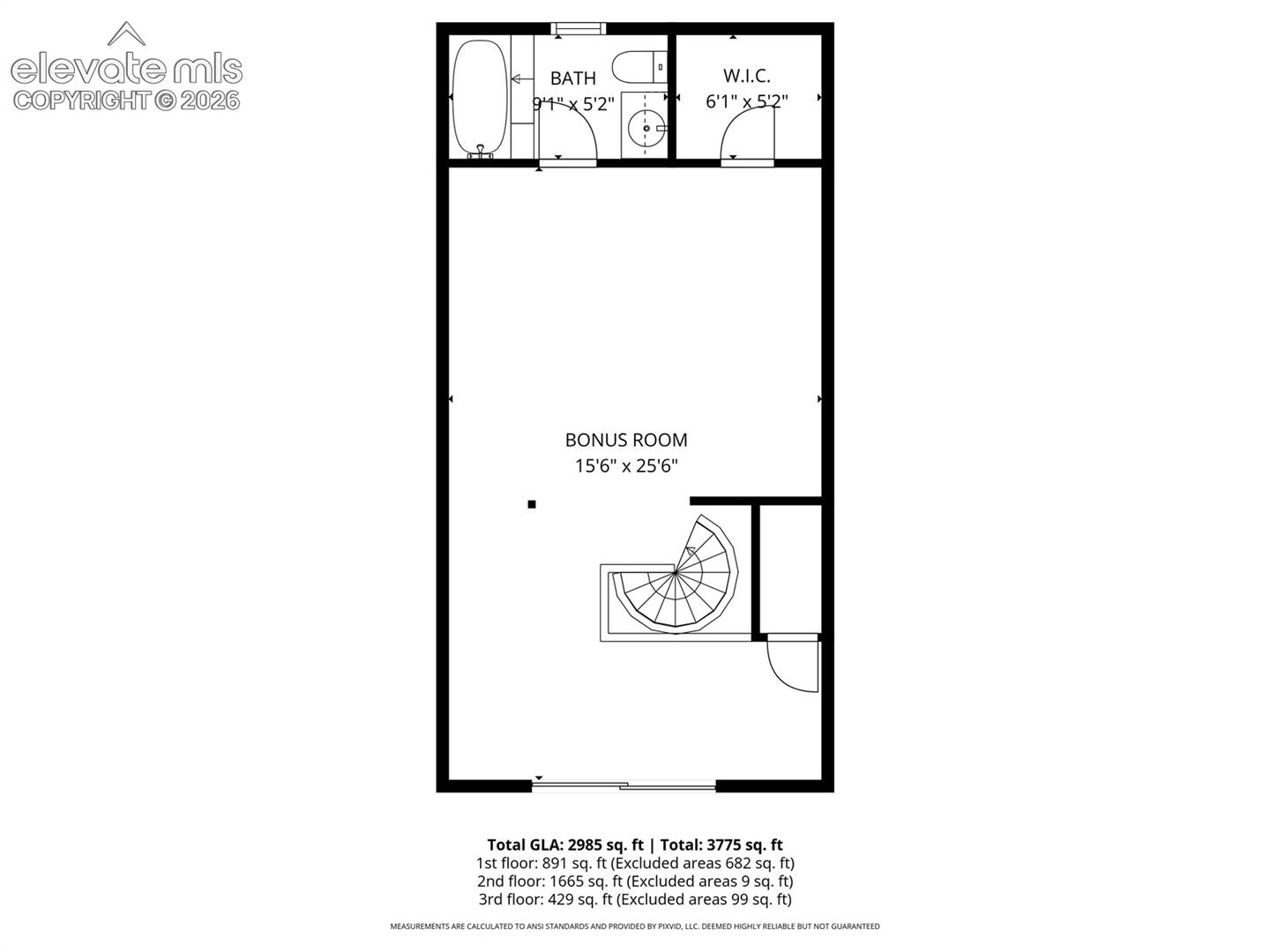 Upper level floor plan