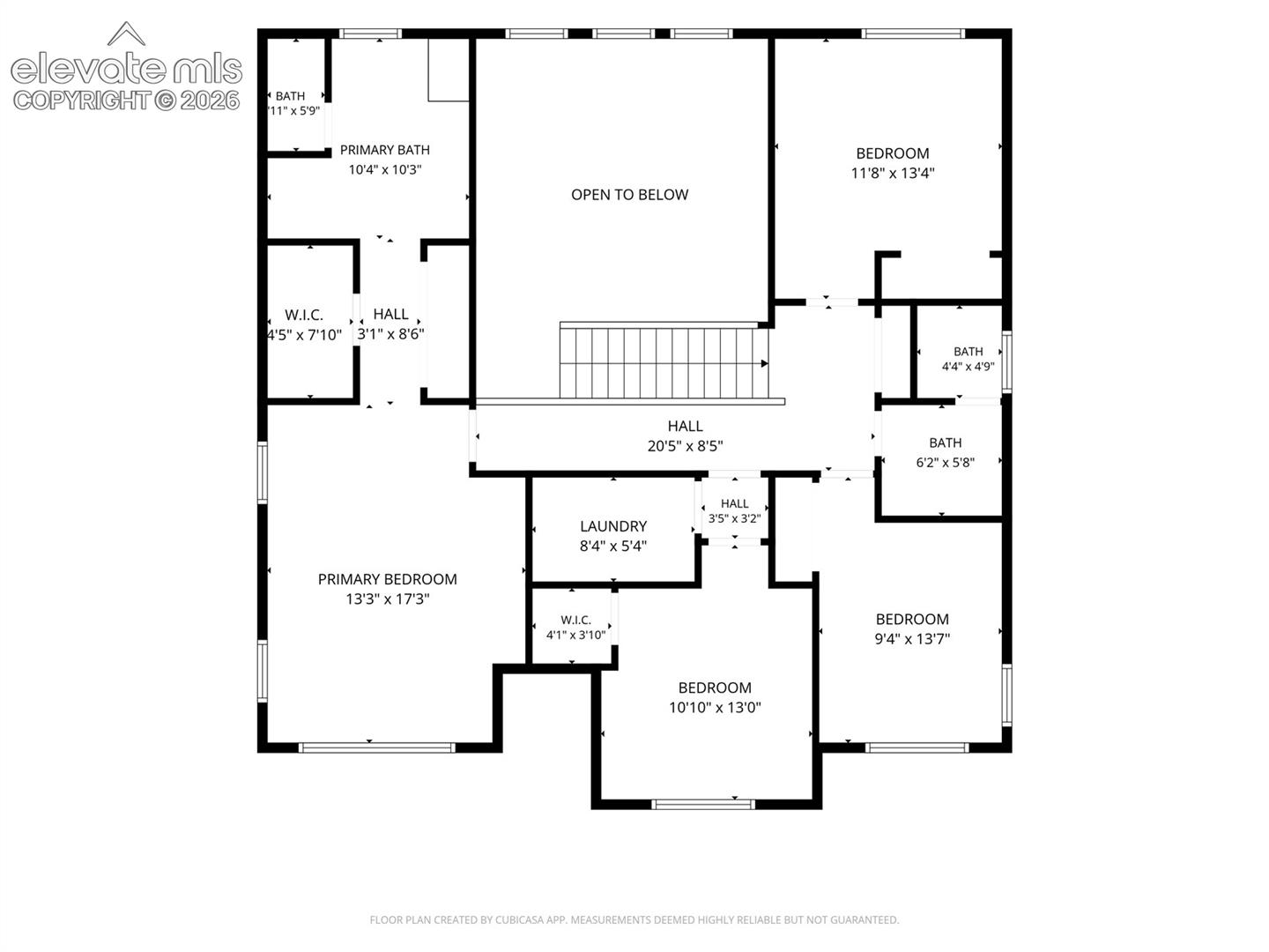 Upper level floor plan. 