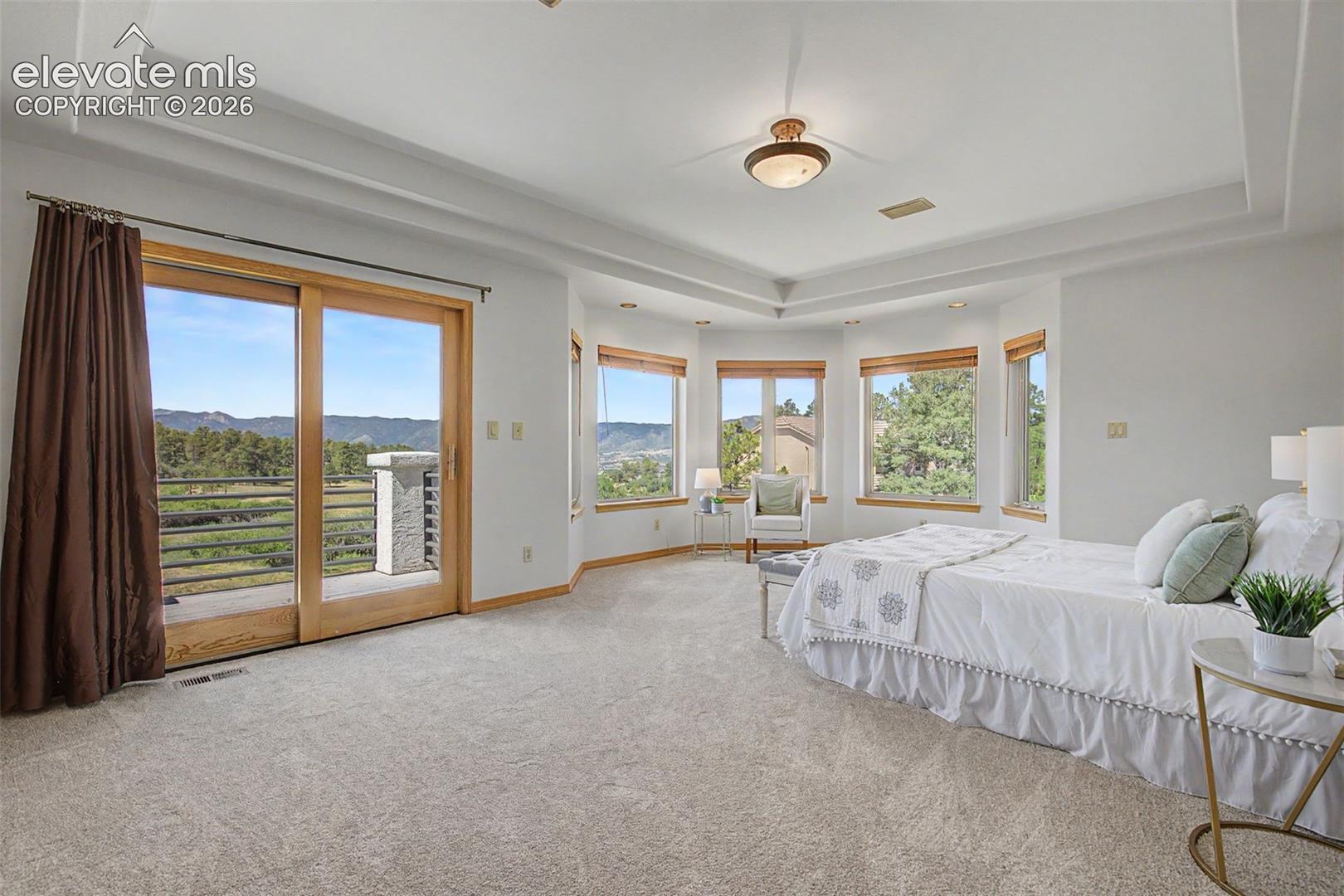 Expansive room featuring light-toned carpeting and multiple windows