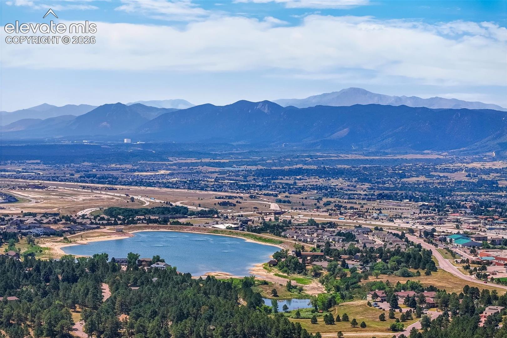 View towards the Pikes Peak and Cheyenne Mountain