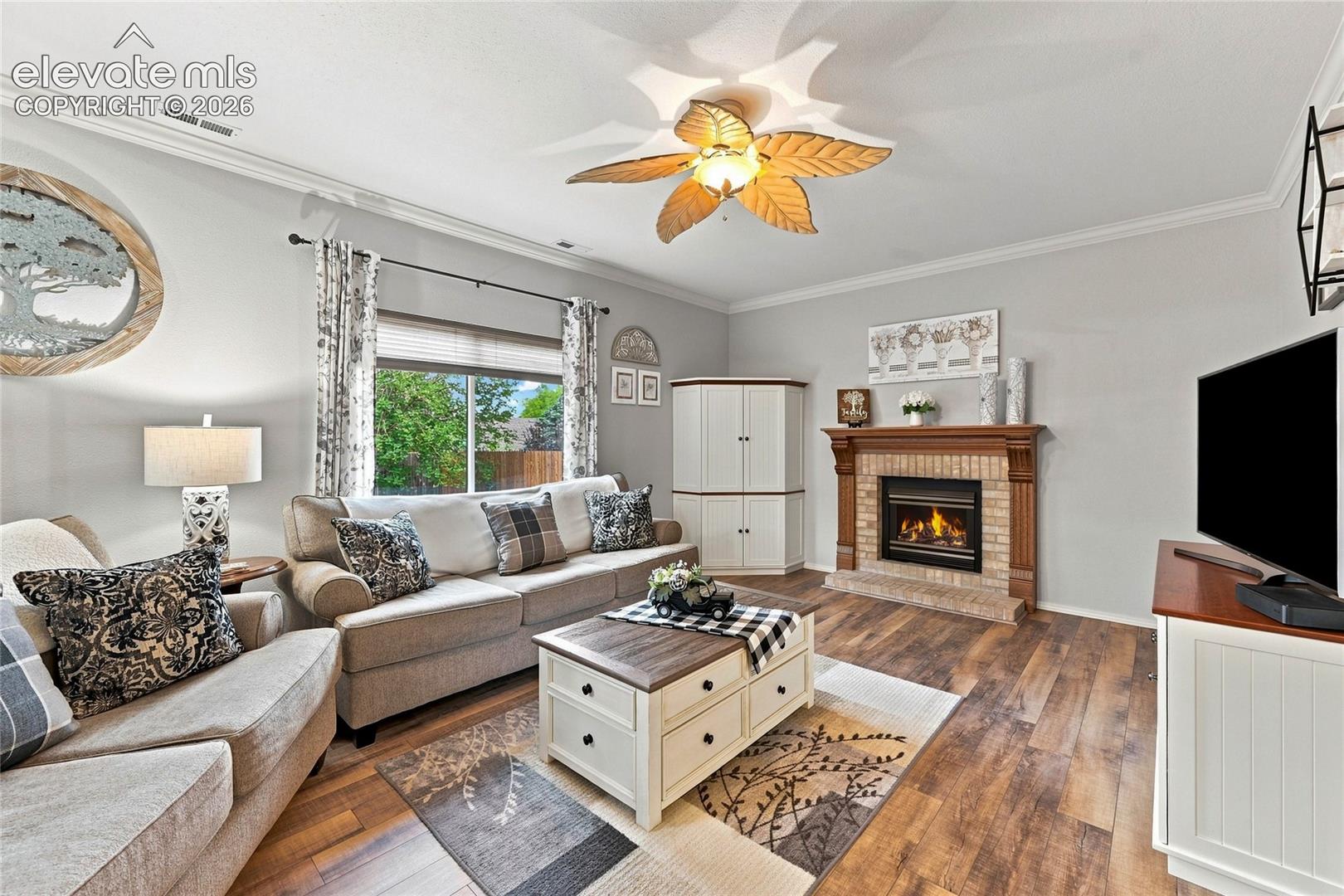 Family room with gas fireplace