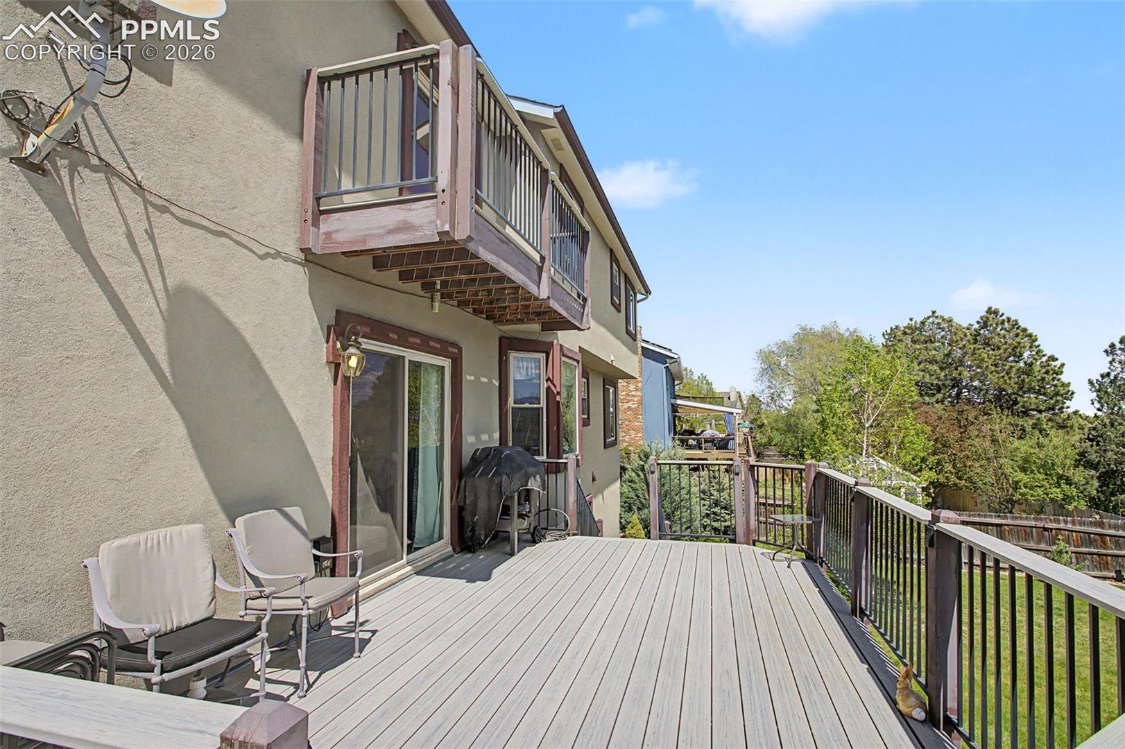 Deck, accessed through the sliding glass door from the family room.