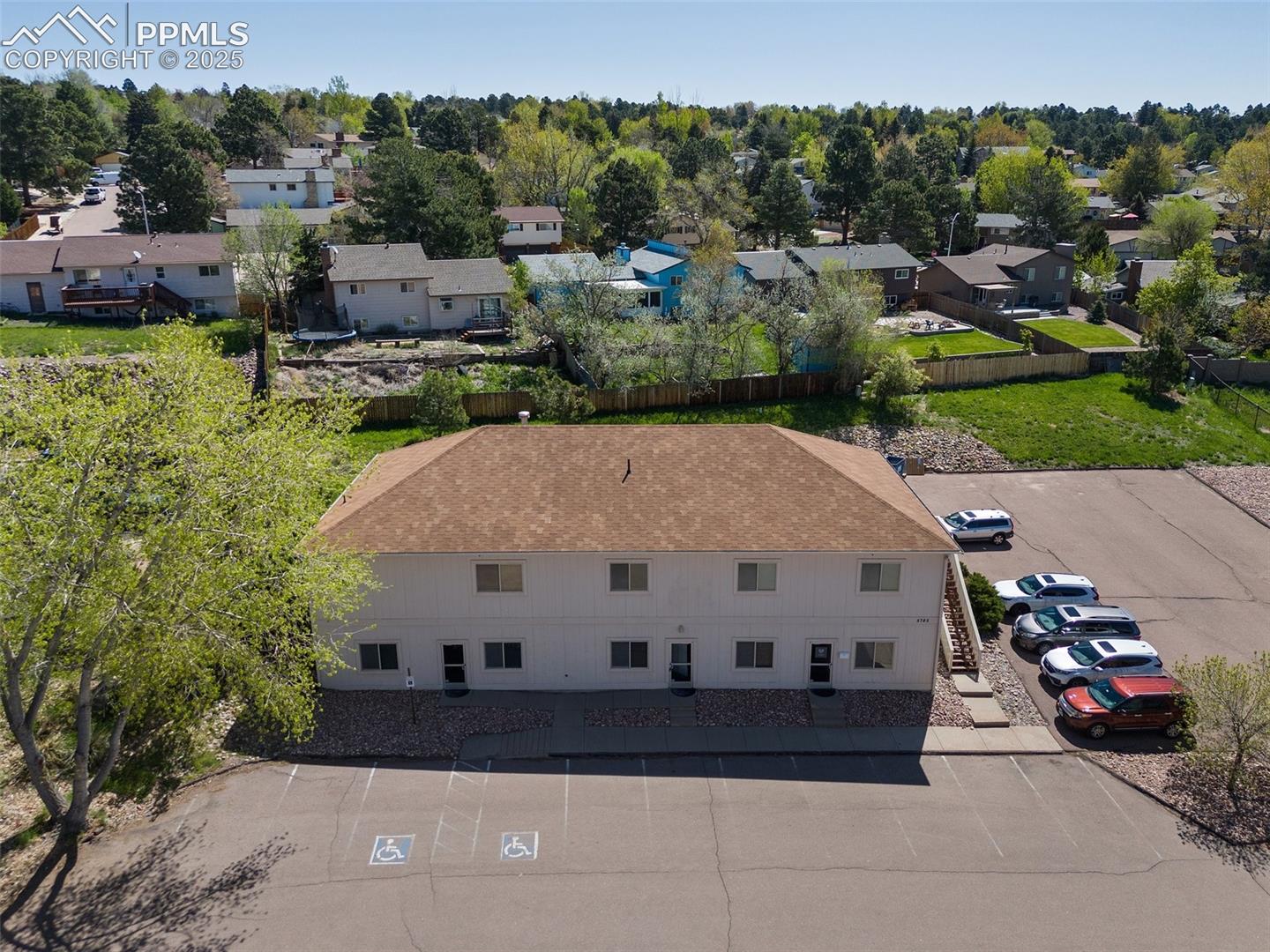 Aerial view of residential area