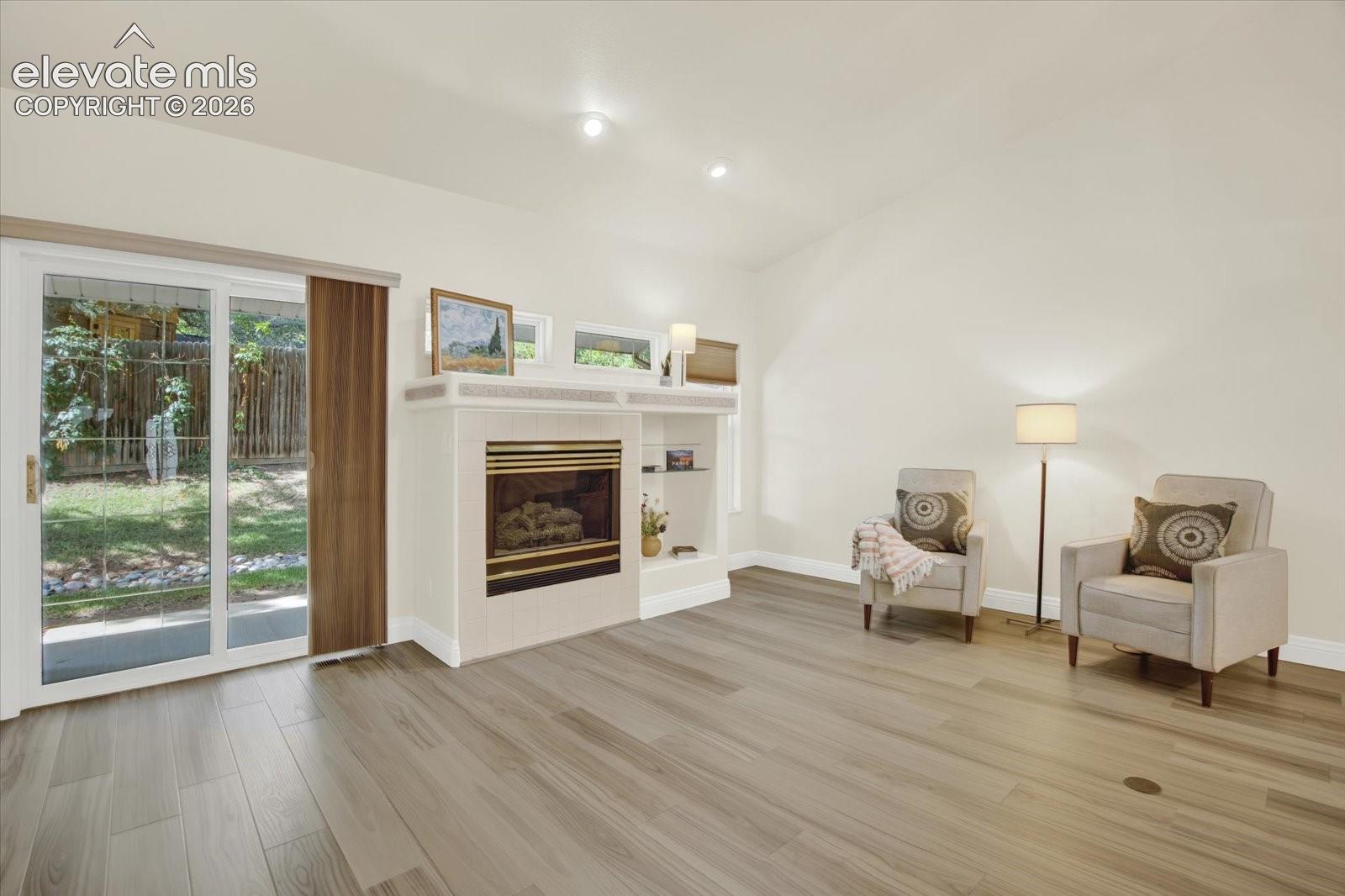 Gas fireplace.