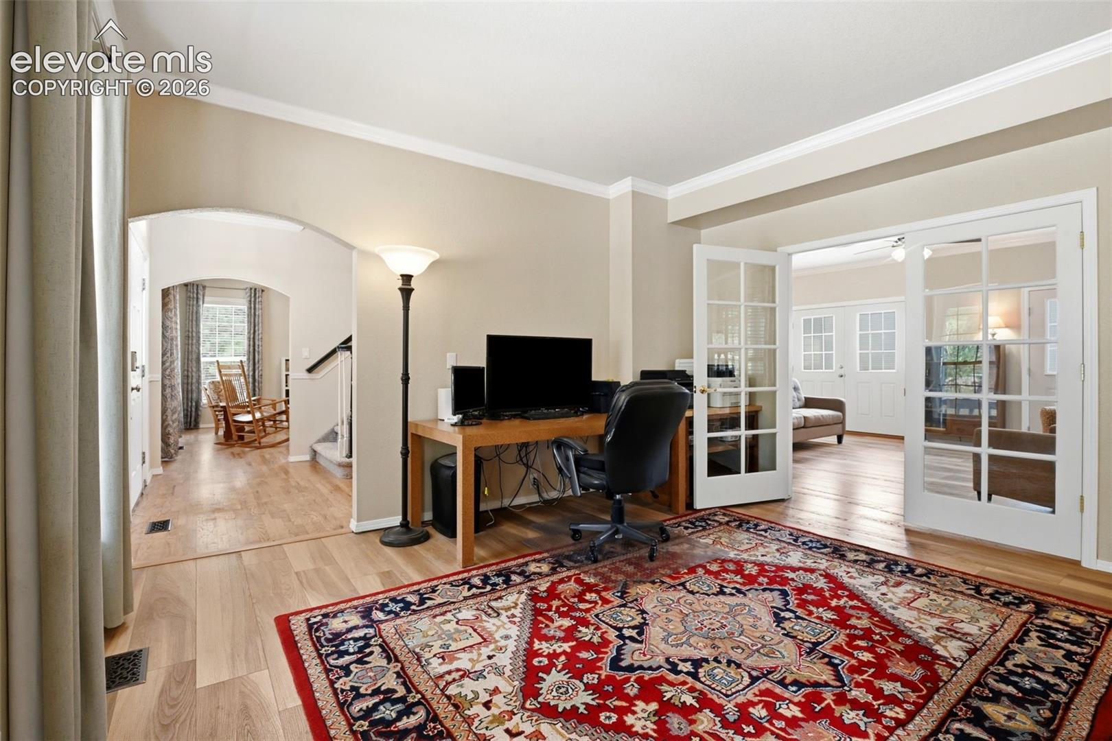 French doors lead to the family / great room