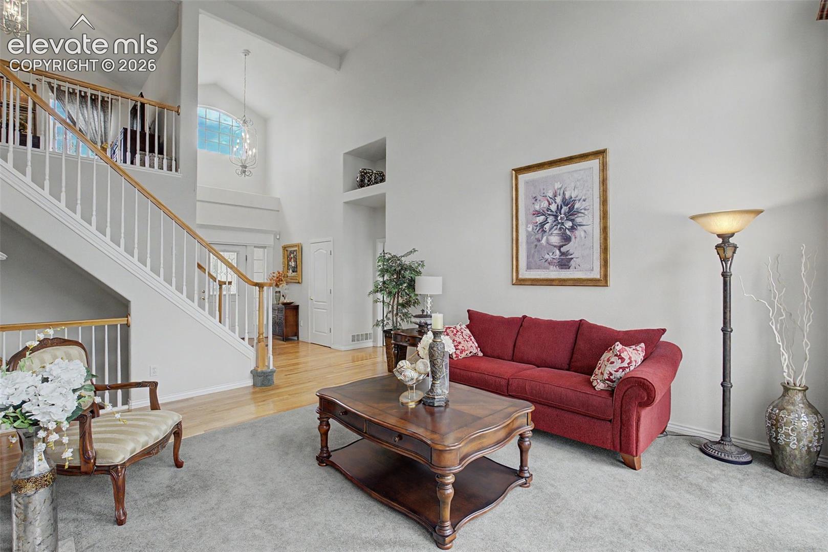 Formal Living Room with 2 Story Ceiling!