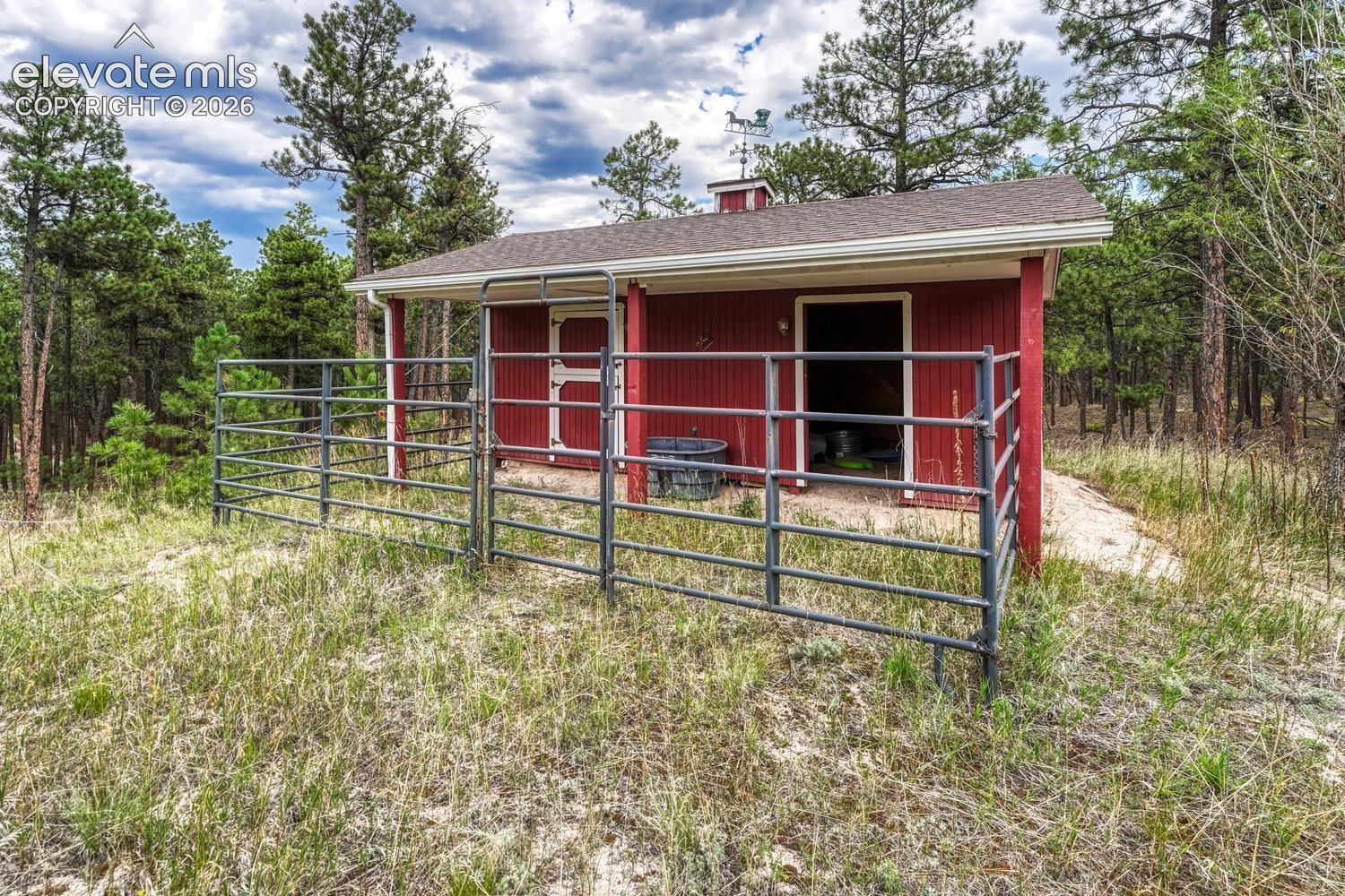 One of two loafing sheds on the property.