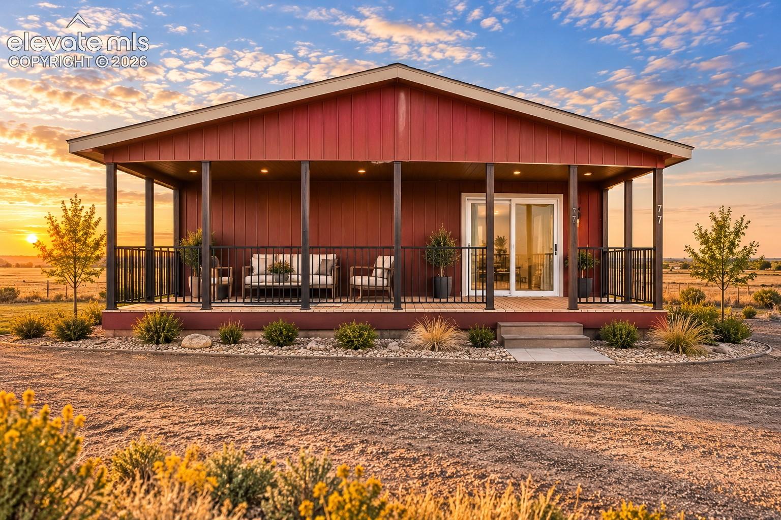 Exterior – Striking sunset view showcases a complete look at the property’s exterior layout.