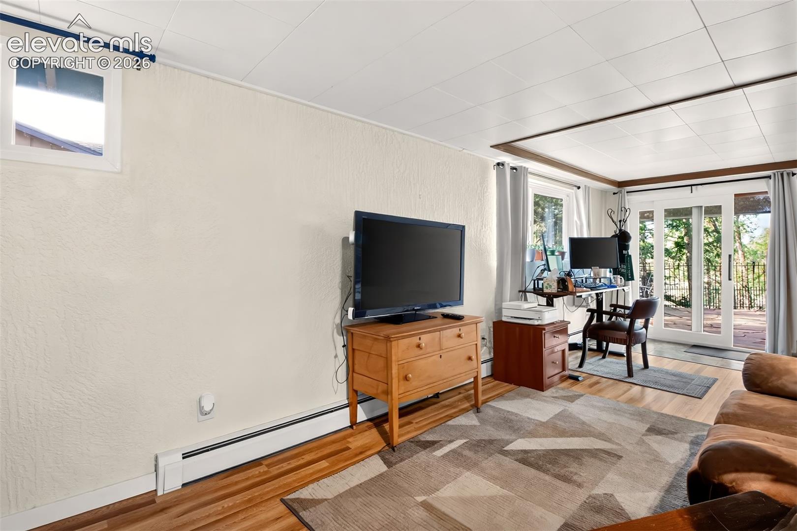 A view of the walk out basement living area