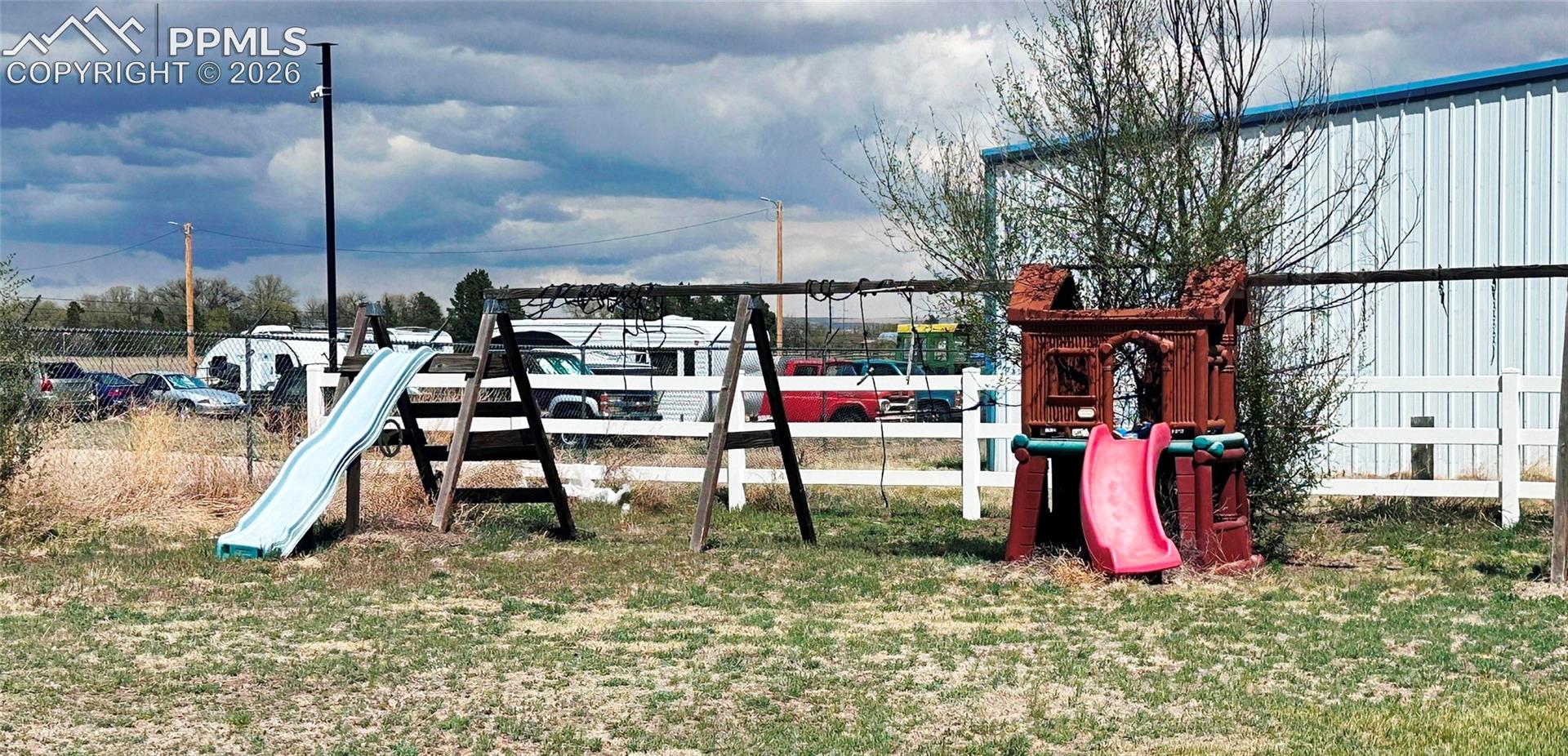 Play structures in yard