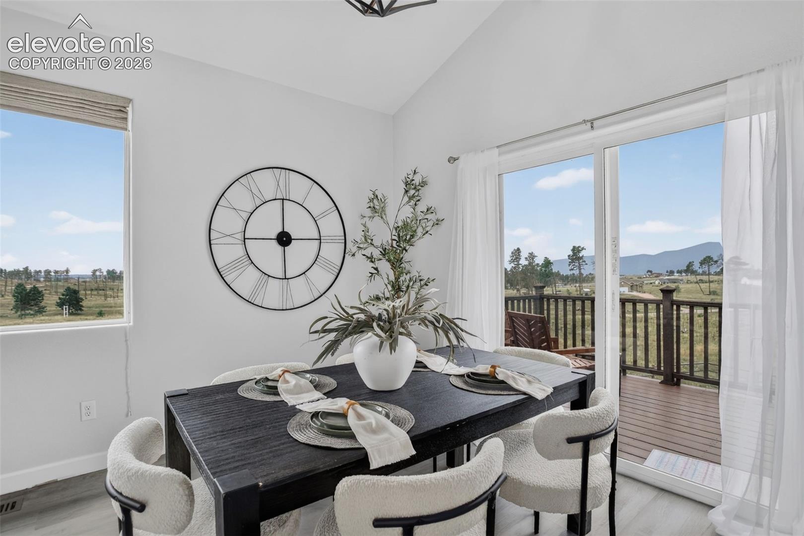 Dining area opens out to west facing deck.