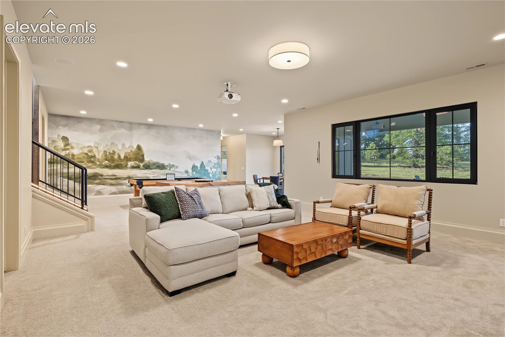 With 9' ceilings, this lower level is very open
