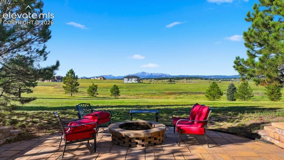 firepit with mountain views