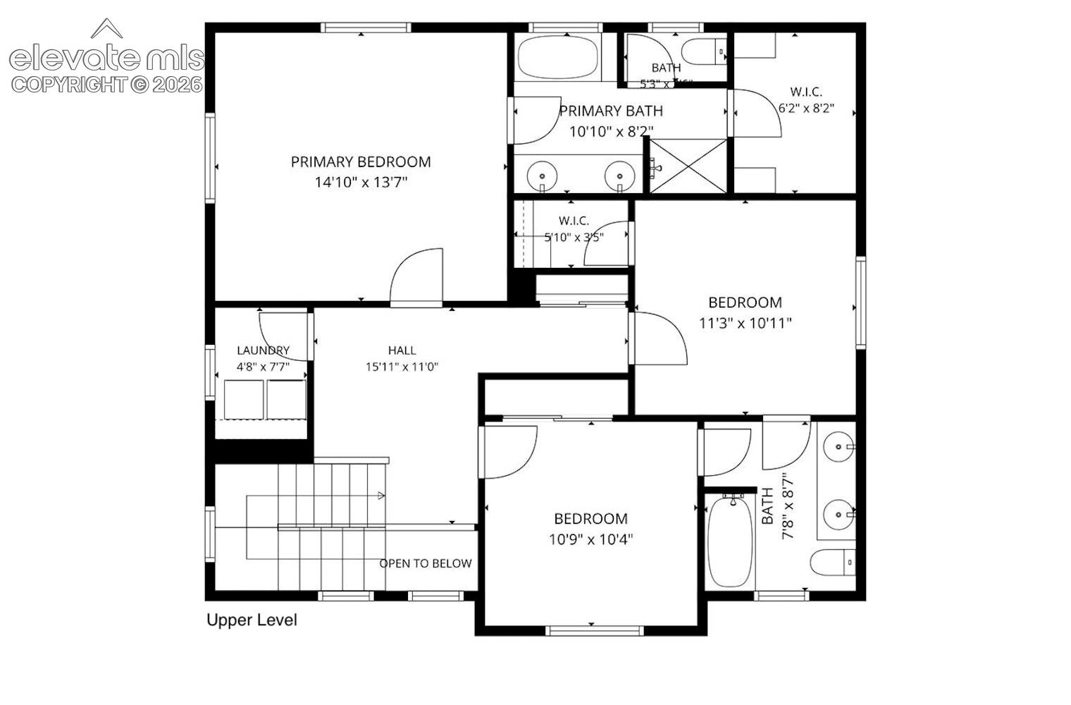 Upper level floor plan