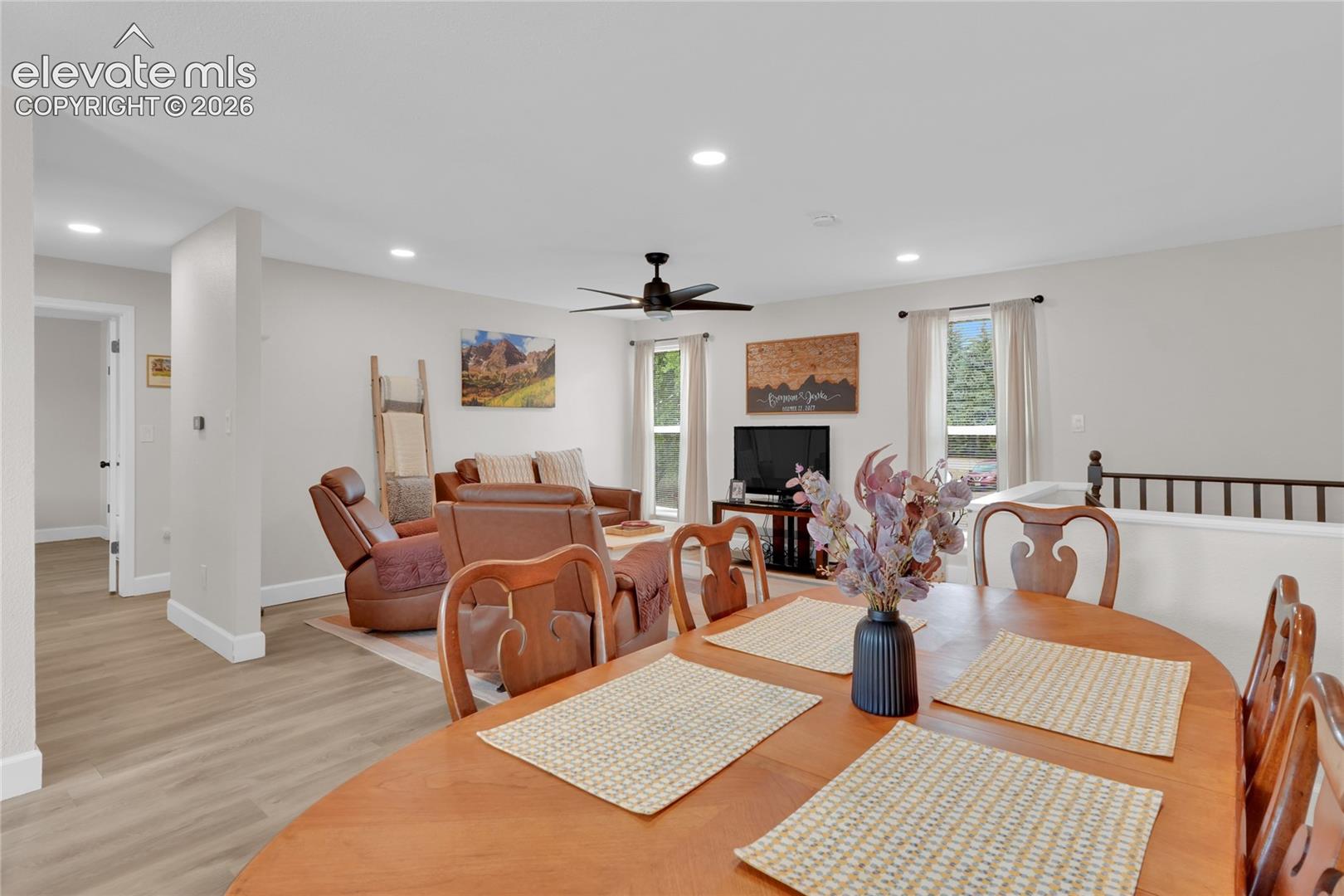 Dining area open to living room.