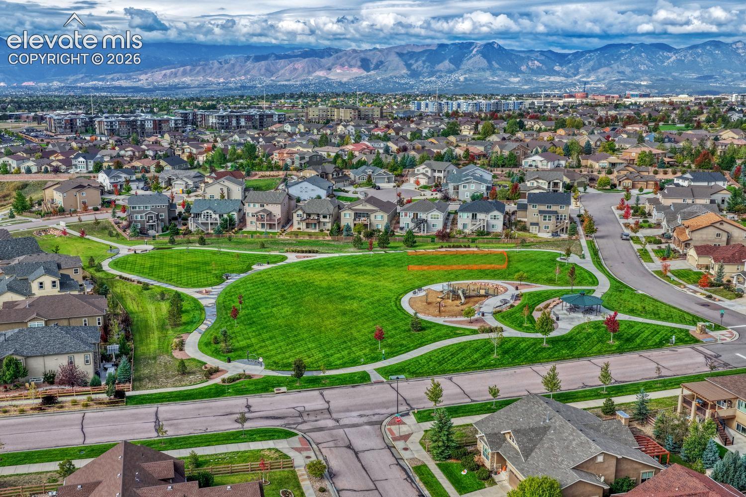 Aerial view of the neighborhood park.