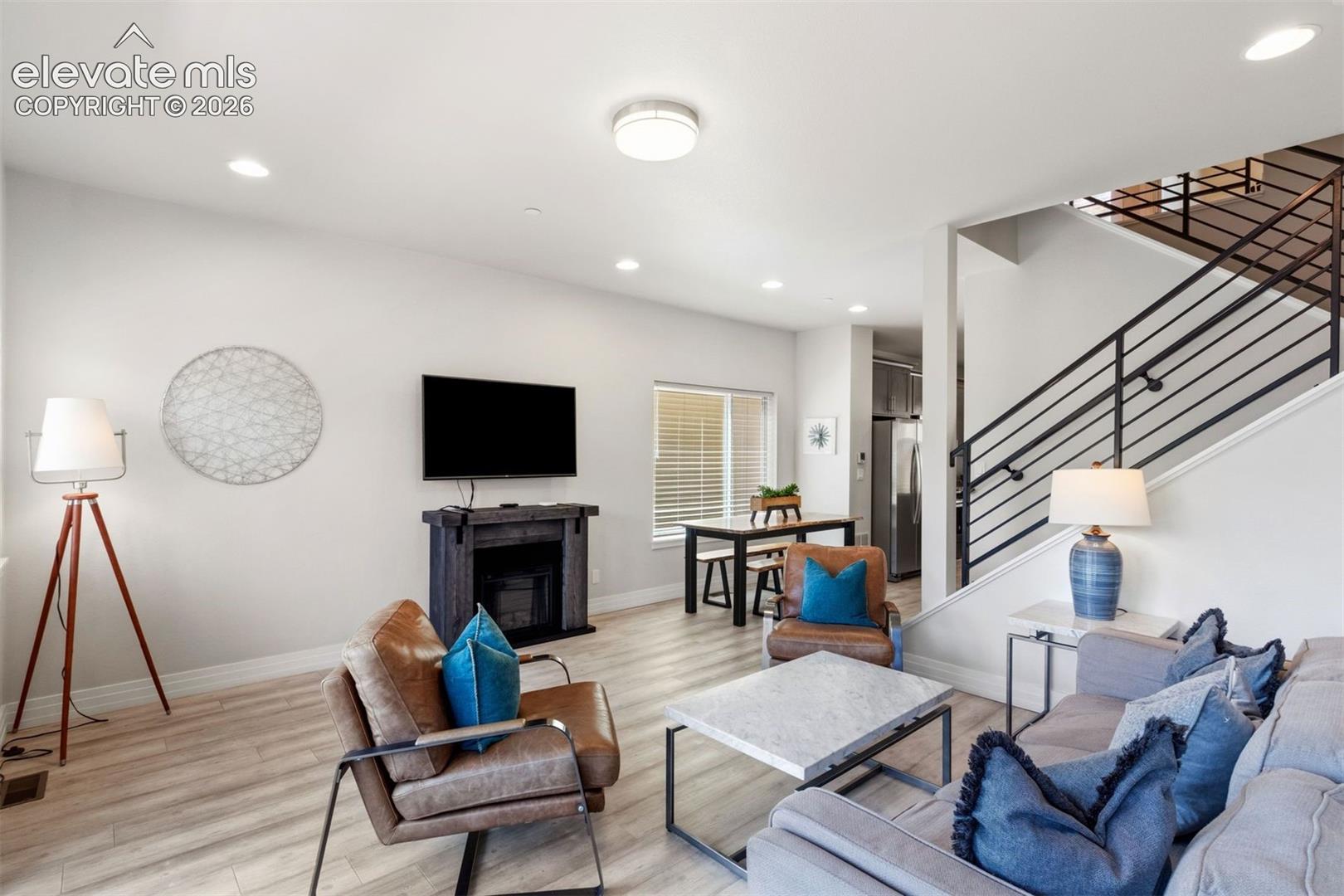 Living room with private front deck