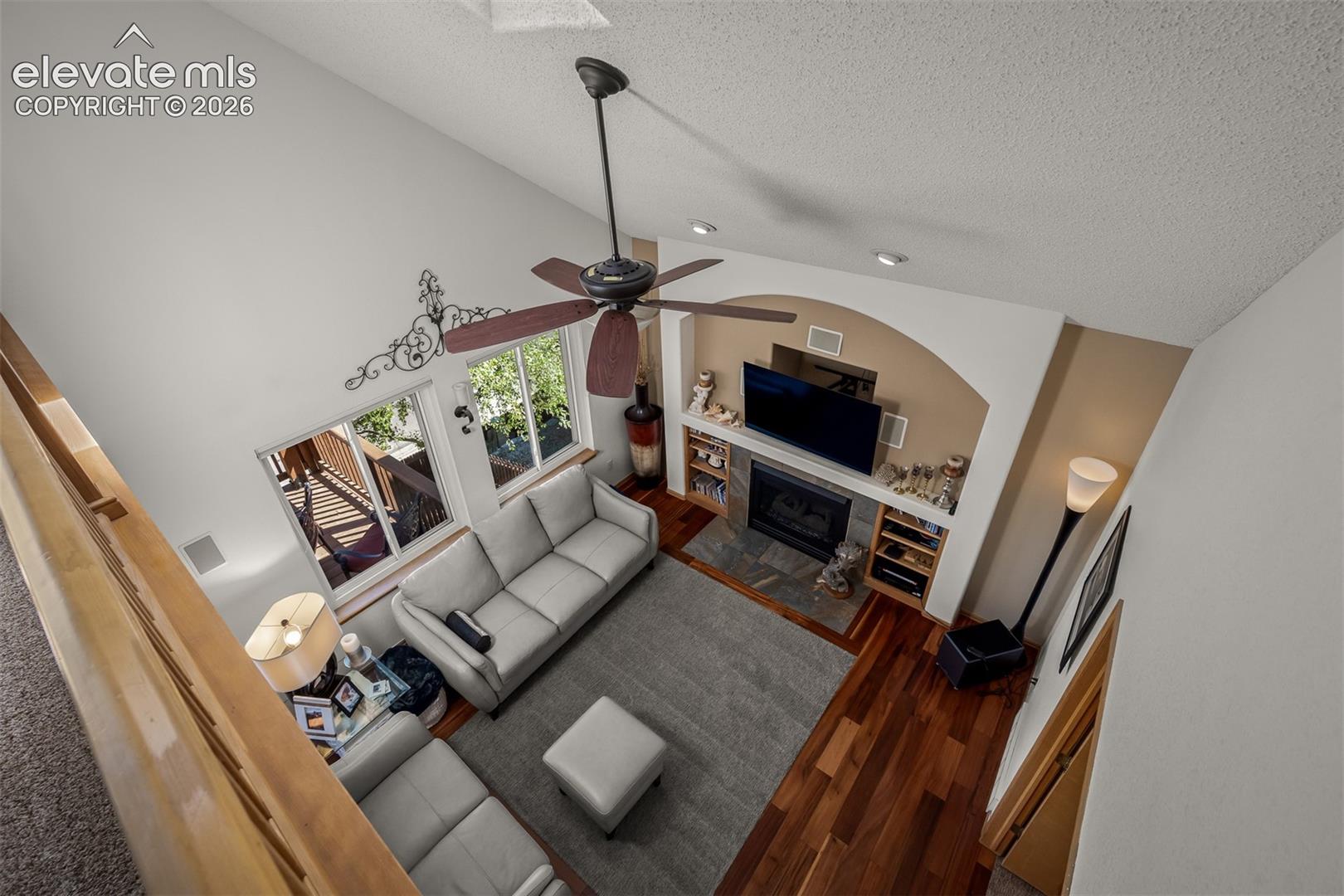 View from loft of family room.