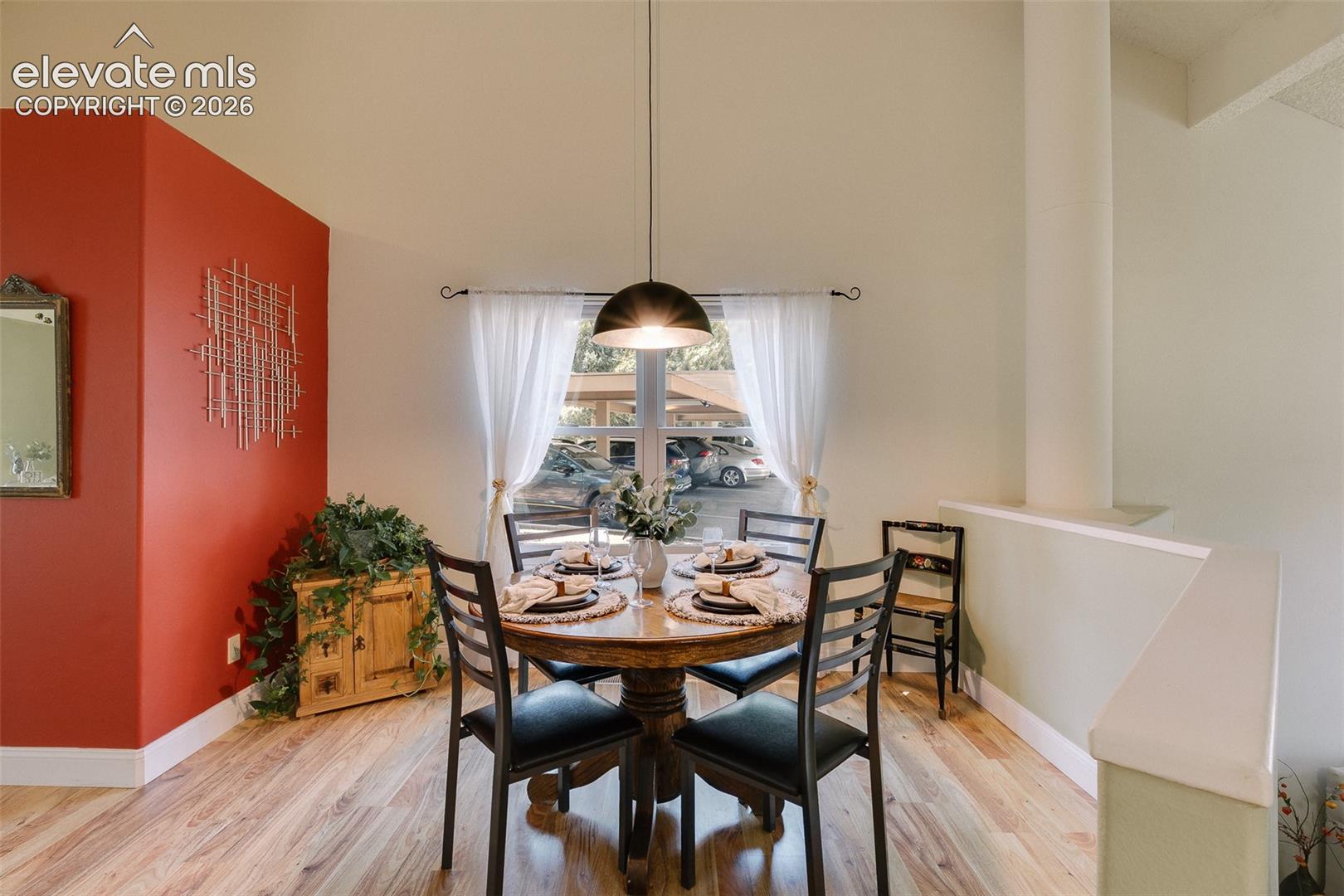The dining area is conveniently located off the kitchen for easy entertaining and clean up.