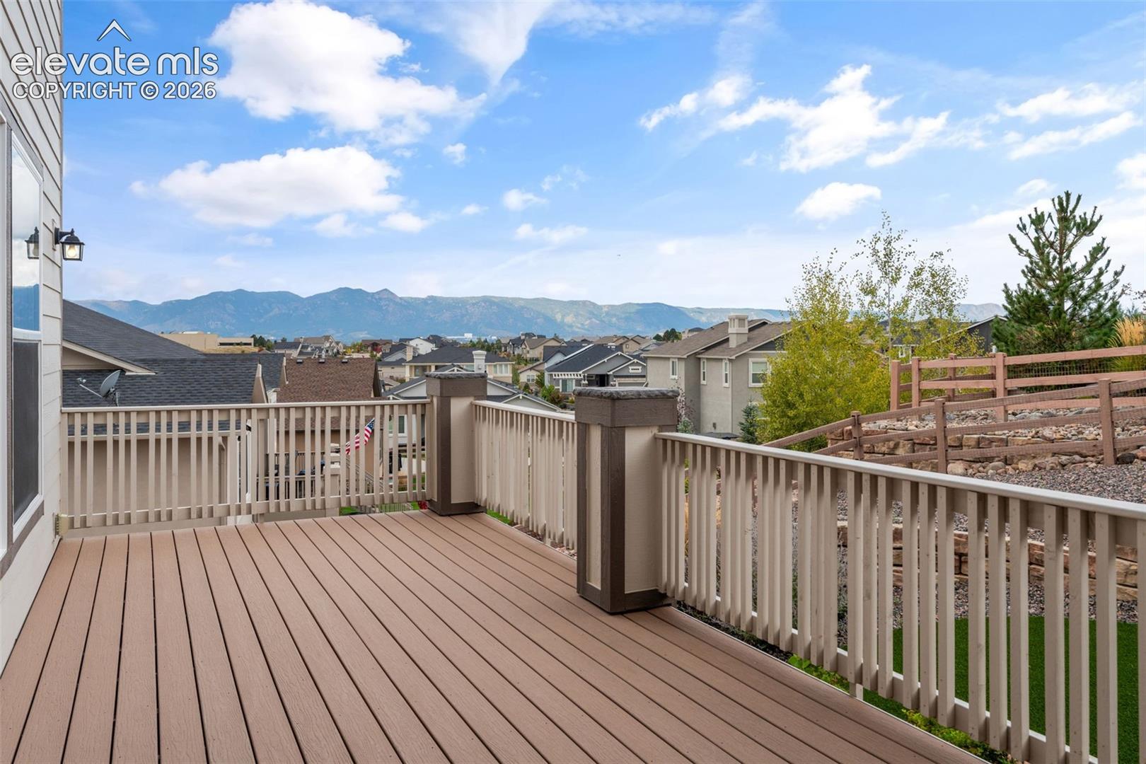 Expansive outdoor deck with composite decking and spectacular mountain views