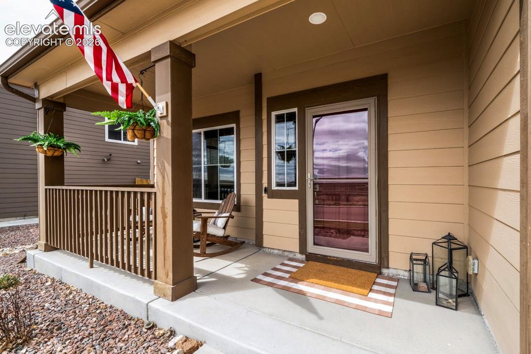 Covered porch, front of home