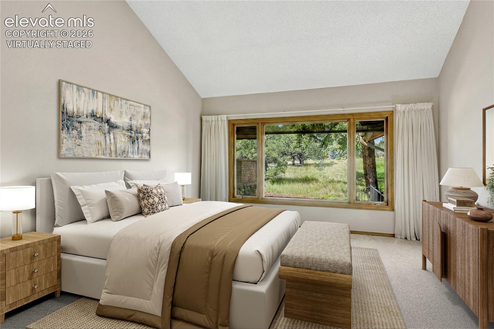"Virtually Staged" Vaulted Primary Suite with Large Windows to the West, Ensuite Bath
