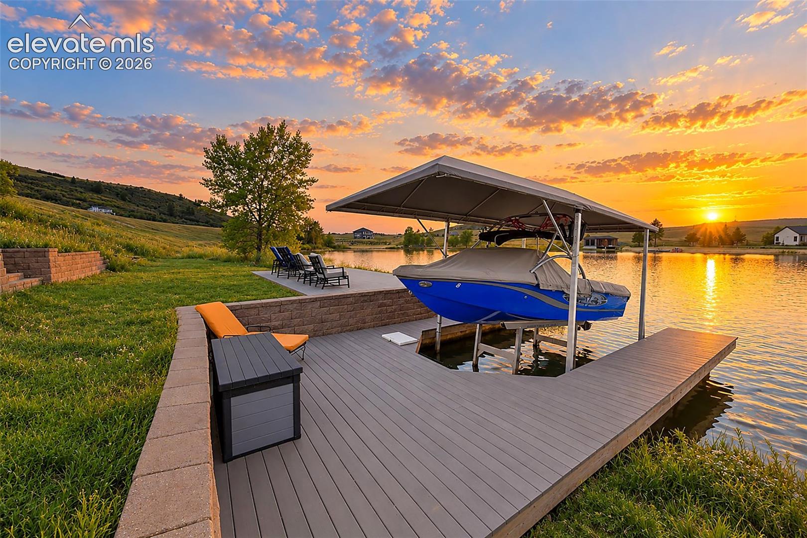 Stone retaining wall off of private dock