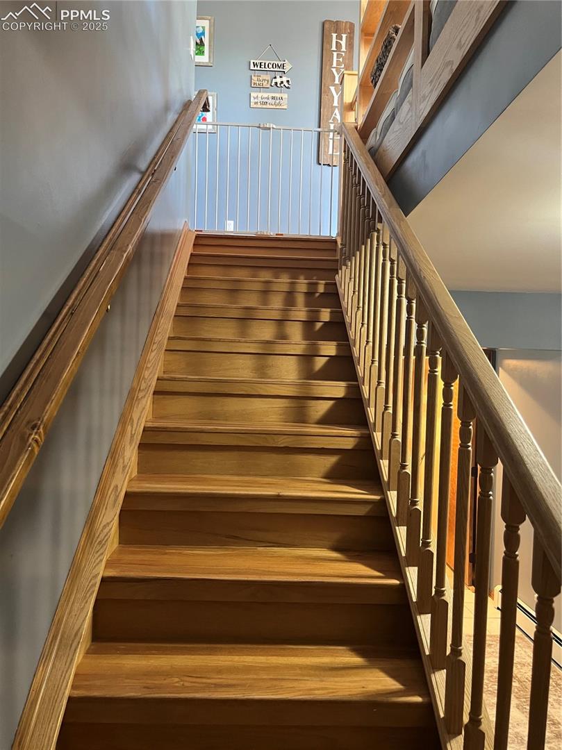 Staircase from the lower entrance to upstairs.