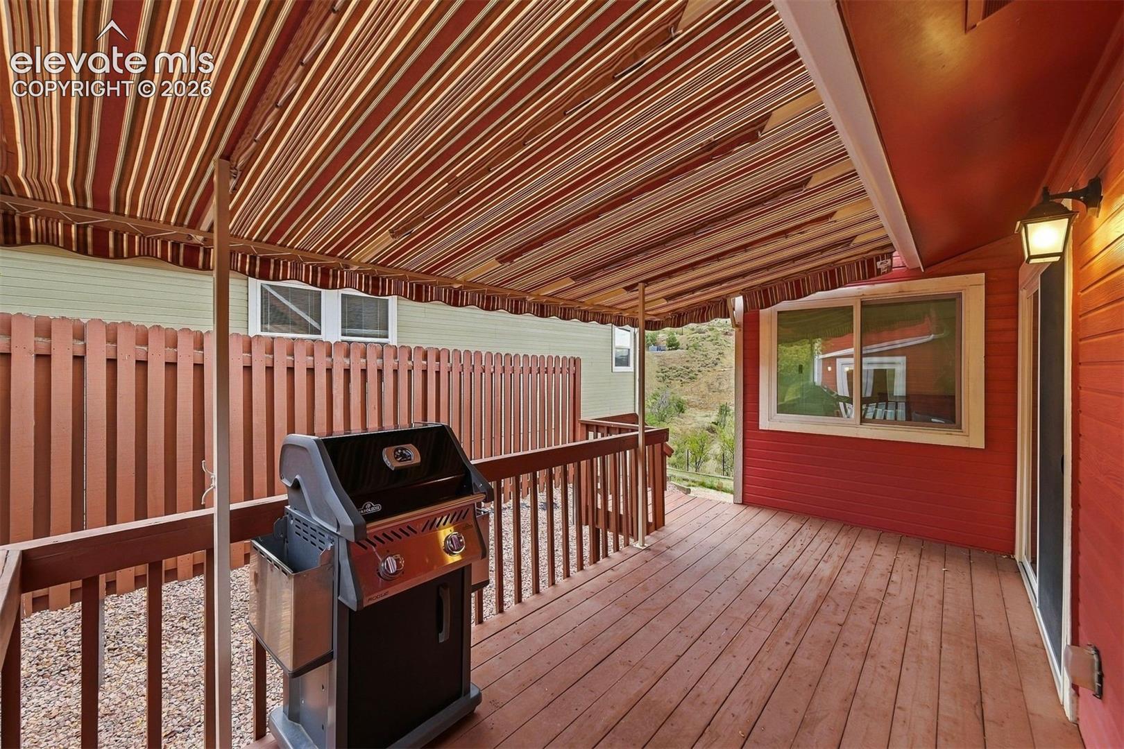 Awning covered deck