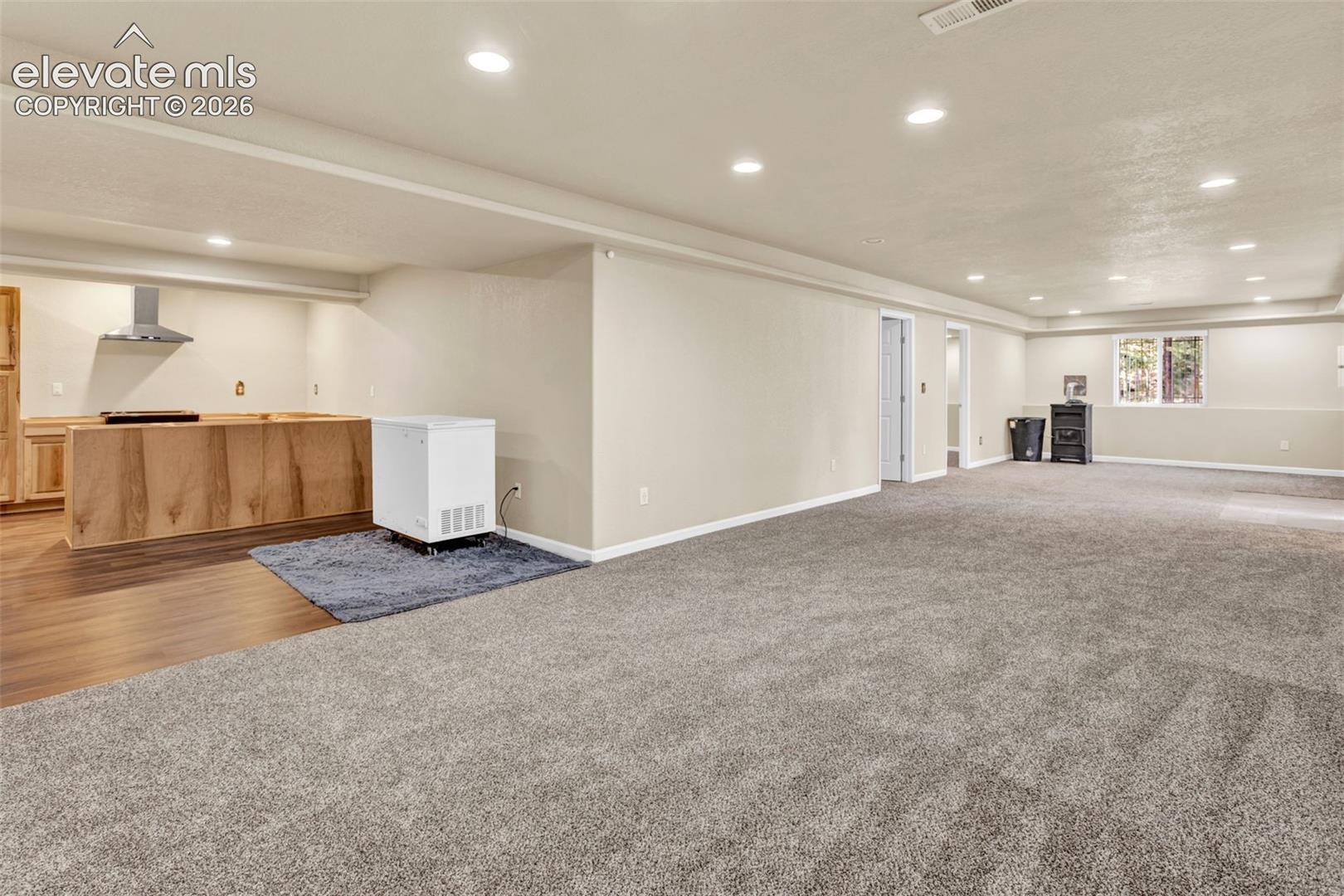 Basement open area and kitchen