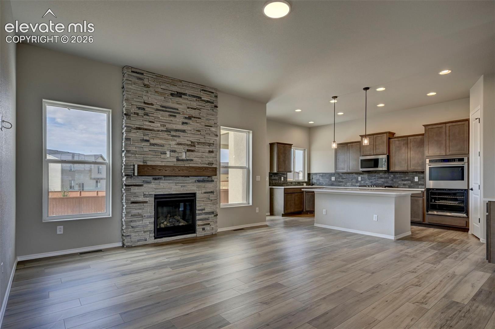 great room open to kitchen